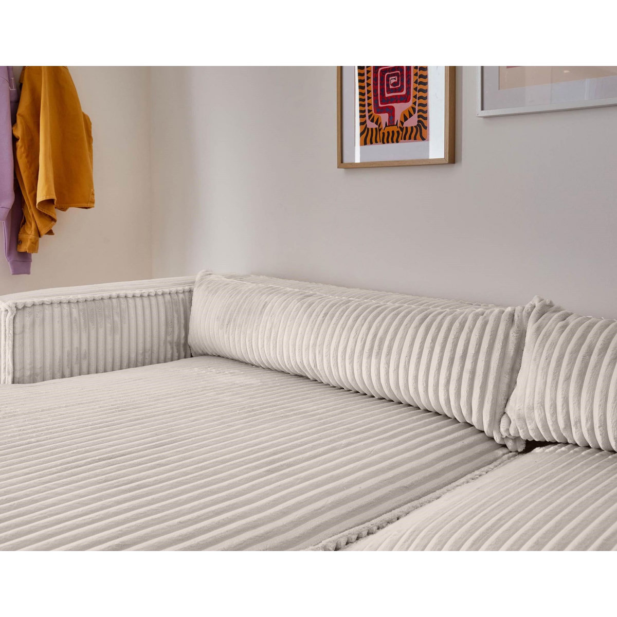 LISA DESIGN Ela - canapé d'angle gauche - 4 places - en velours côtelé grosses côtes
