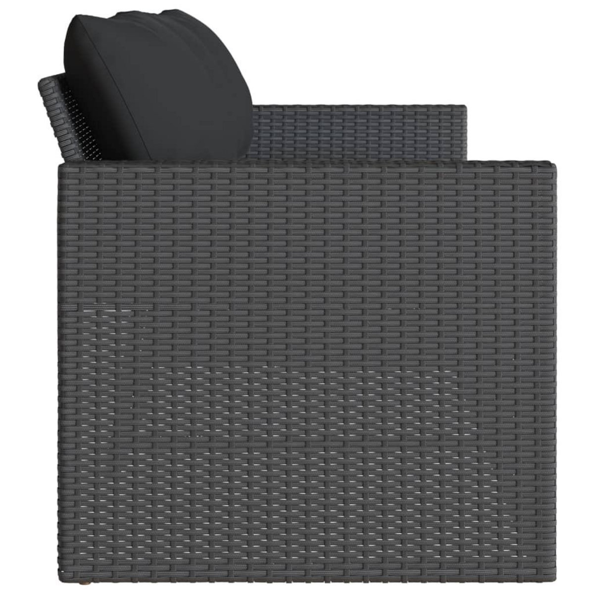 VIDAXL Canape de jardin avec coussins 3 places noir resine tressee