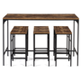 Voir la diapositive 3 : ID MARKET Ensemble table haute de bar DAYTON 150 cm et 6 tabourets effet vieilli design industriel