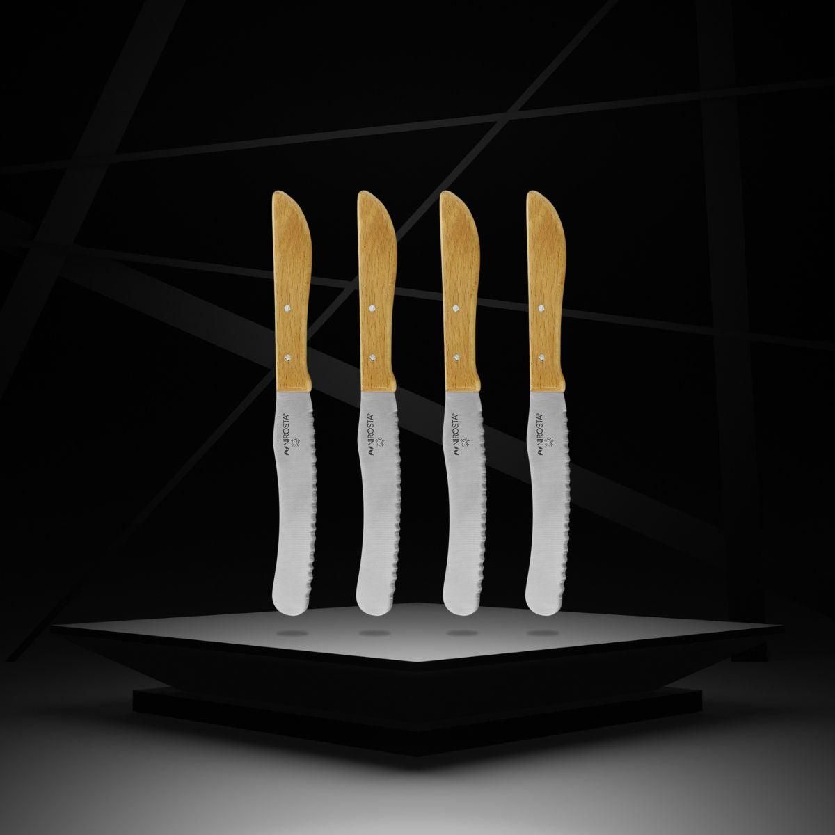 NIROSTA Lot de 4 couteaux à pain et à beurre 21 cm Nirosta
