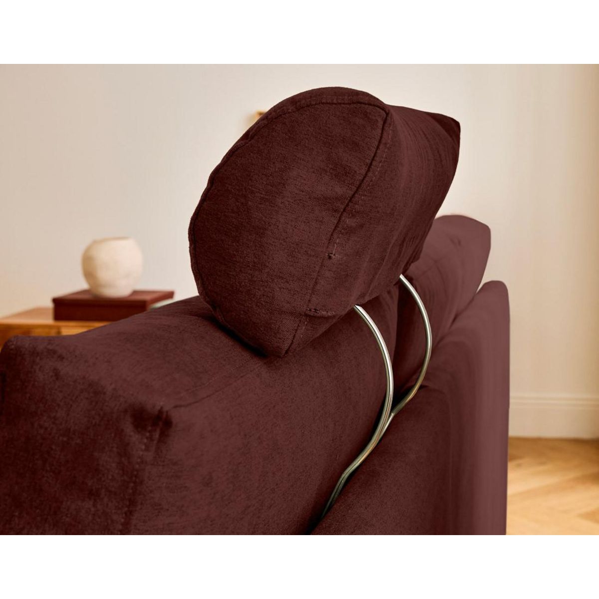 BEST MOBILIER Barrie - canapé d'angle réversible 4 places avec têtière amovible en tissu