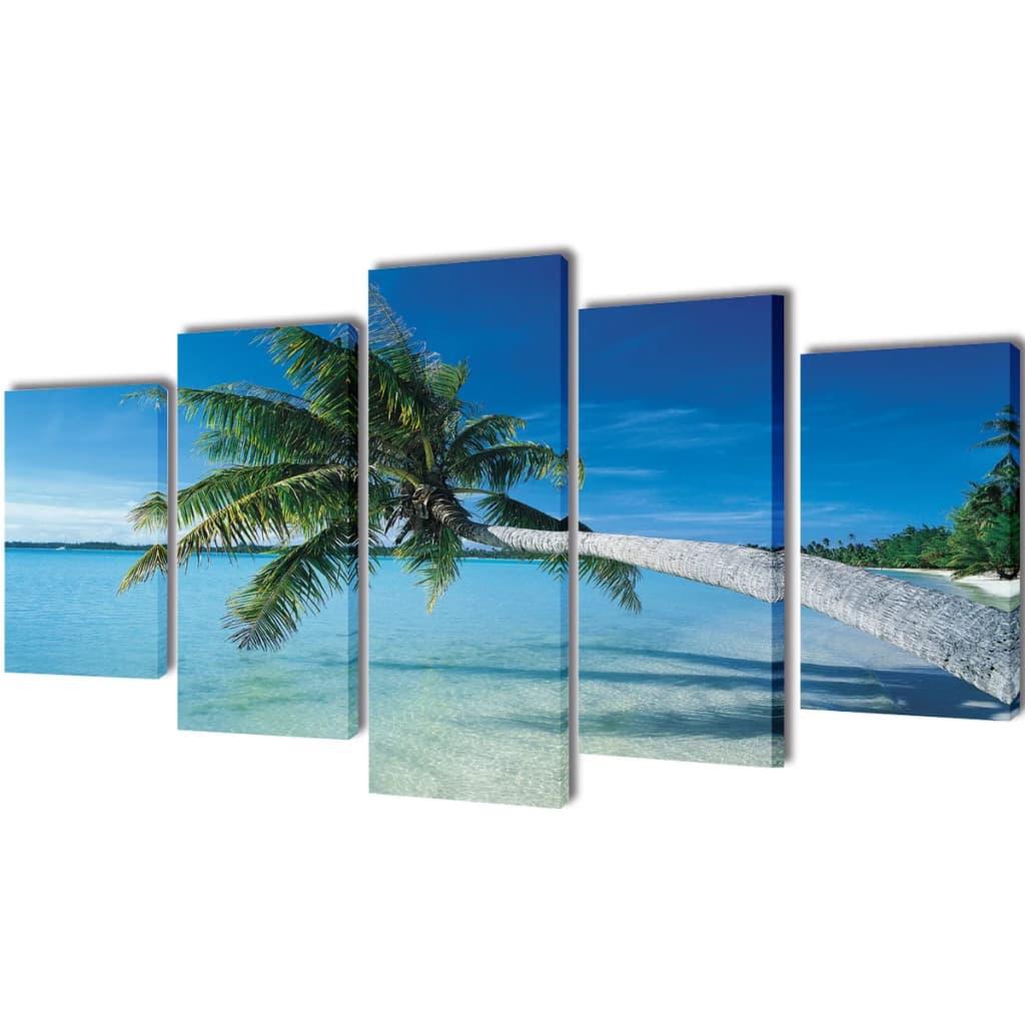 VIDAXL Set de toiles murales imprimees Plage avec palmier 200 x 100 cm