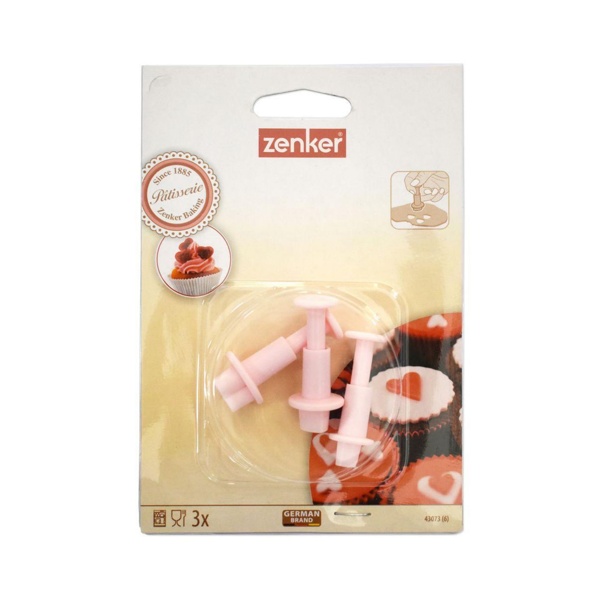 ZENKER Lot de 3 emporte-pièces cœur à poussoir pour pâte à sucre Zenker Candy