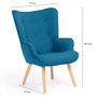 Voir la diapositive 5 : ID MARKET Fauteuil scandinave IVAR en tissu bleu canard