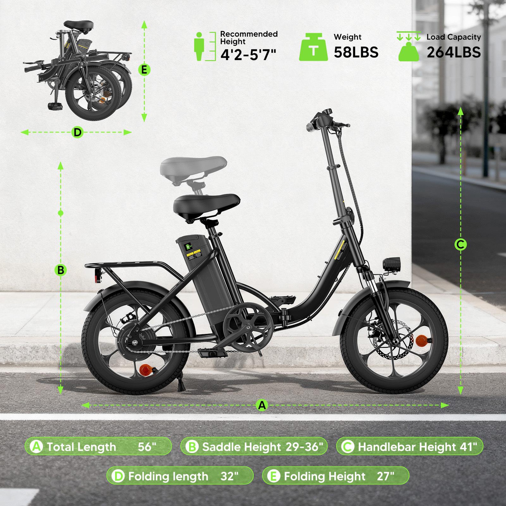 Voir la diapositive 6 : ISCOOTER Vélo électrique pliable iScooter U4, 36 V 10,4 Ah, vélo électrique compact 16 , noir