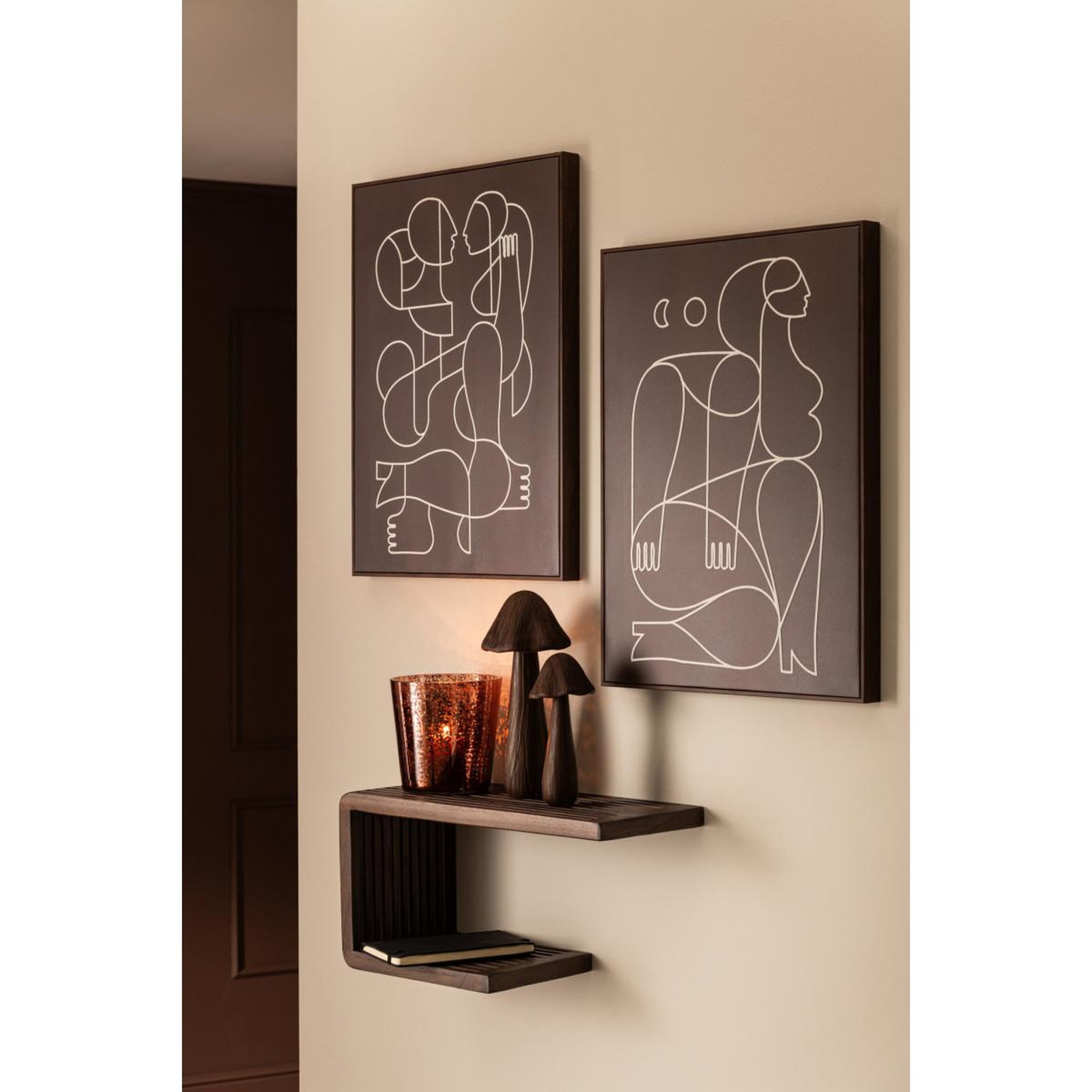 Voir la diapositive 5 : J-LINE Photophore design en verre  ember  22cm marron