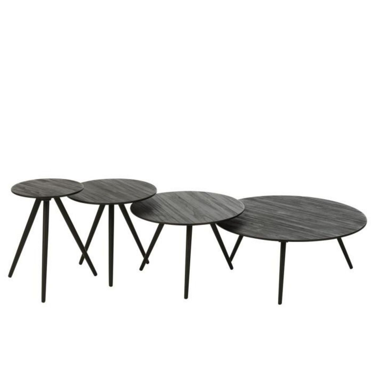 Paris Prix Lot de 4 Tables Basses en Bois  Teck  70cm Noir