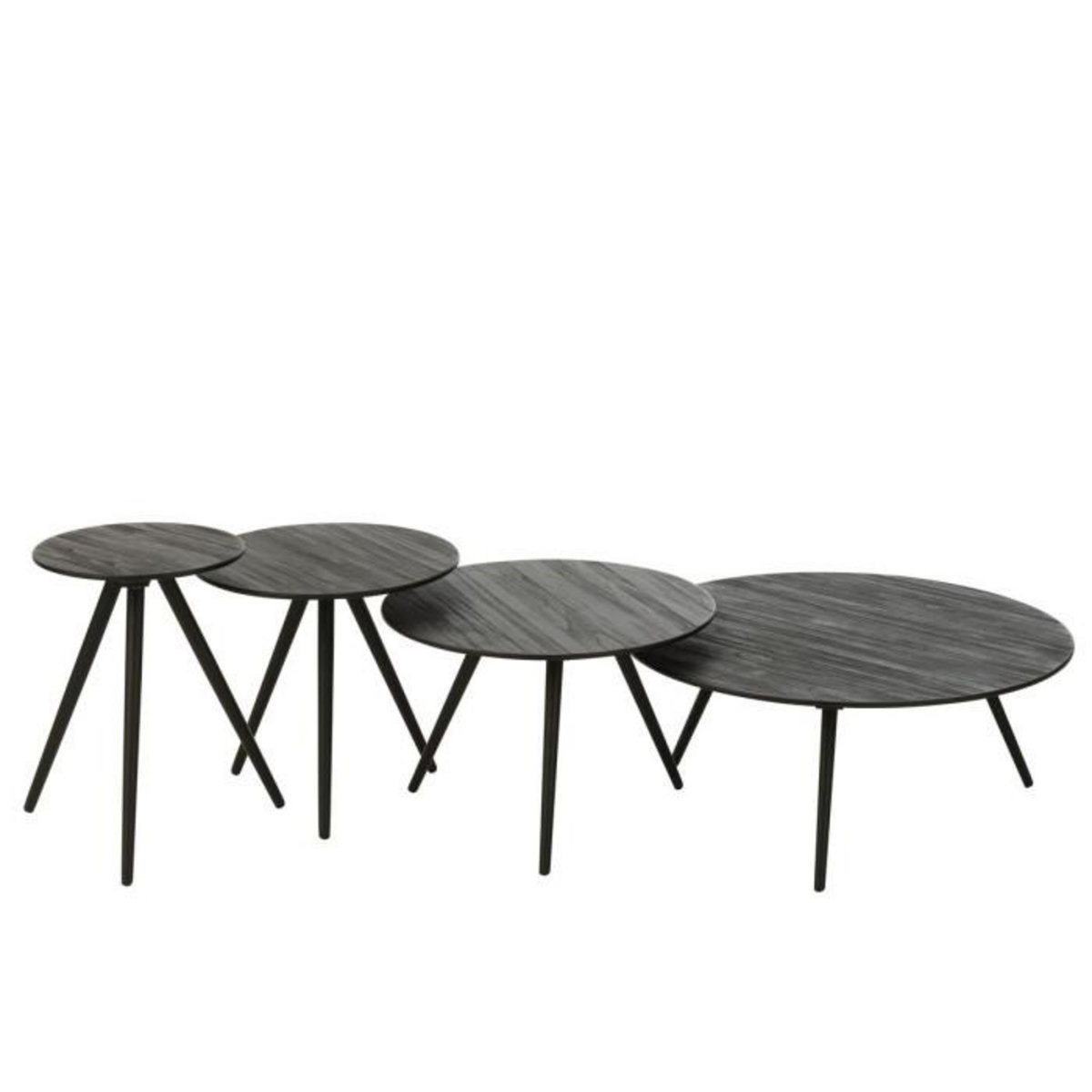 Paris Prix Lot de 4 Tables Basses en Bois  Teck  70cm Noir