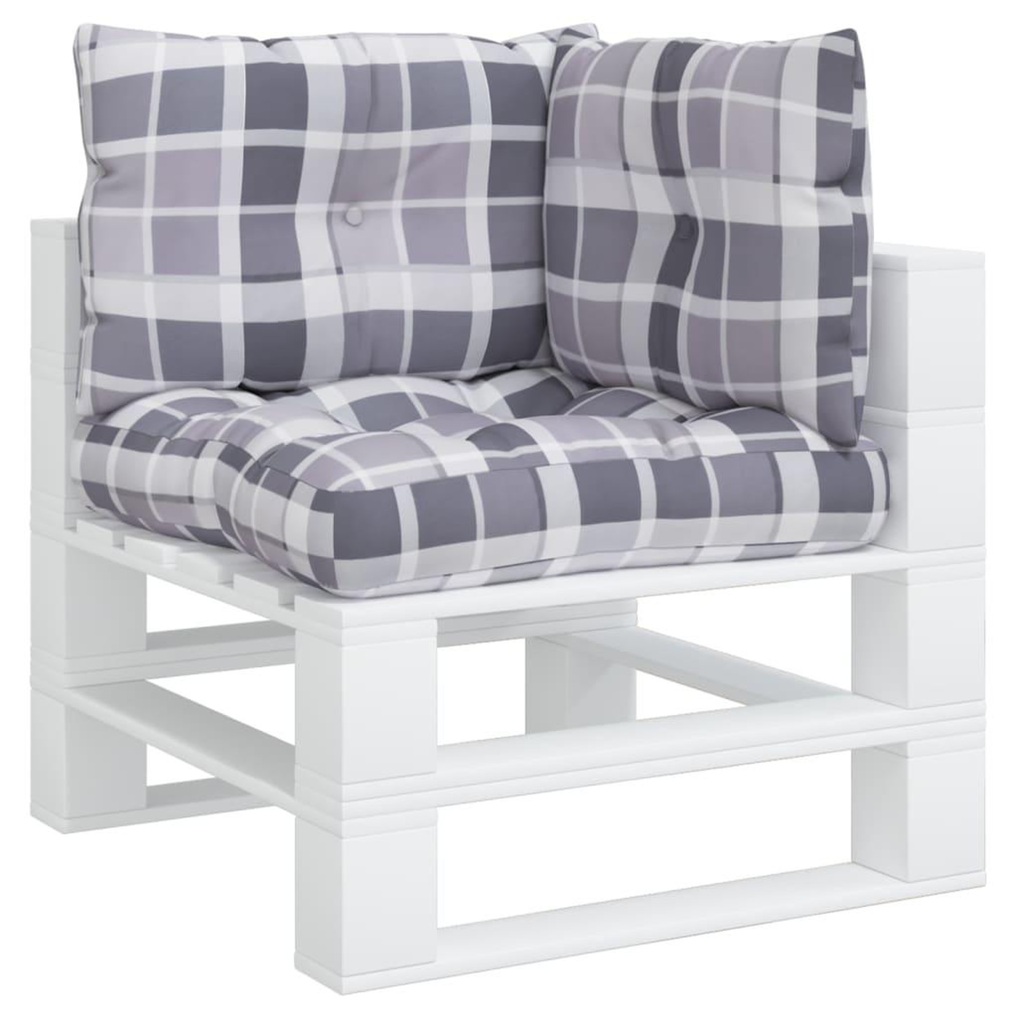 Voir la diapositive 3 : VIDAXL Coussins de palette lot de 3 motif a carreaux gris tissu