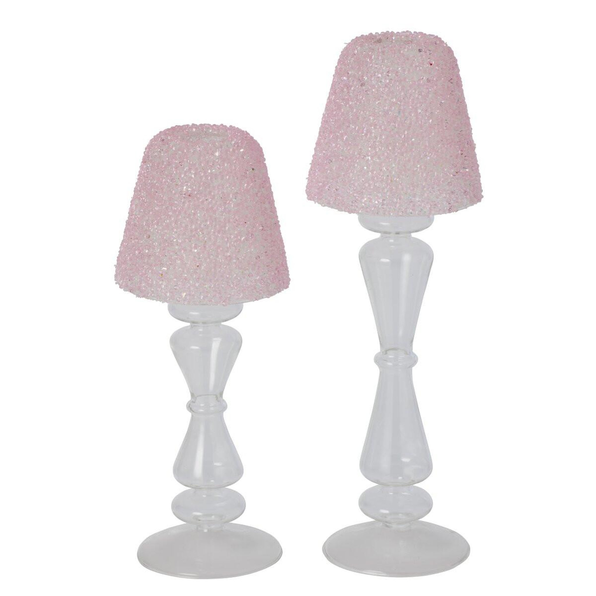 Voir la diapositive 3 : J-LINE Photophore Lampe en Verre  Silje  31cm Rose