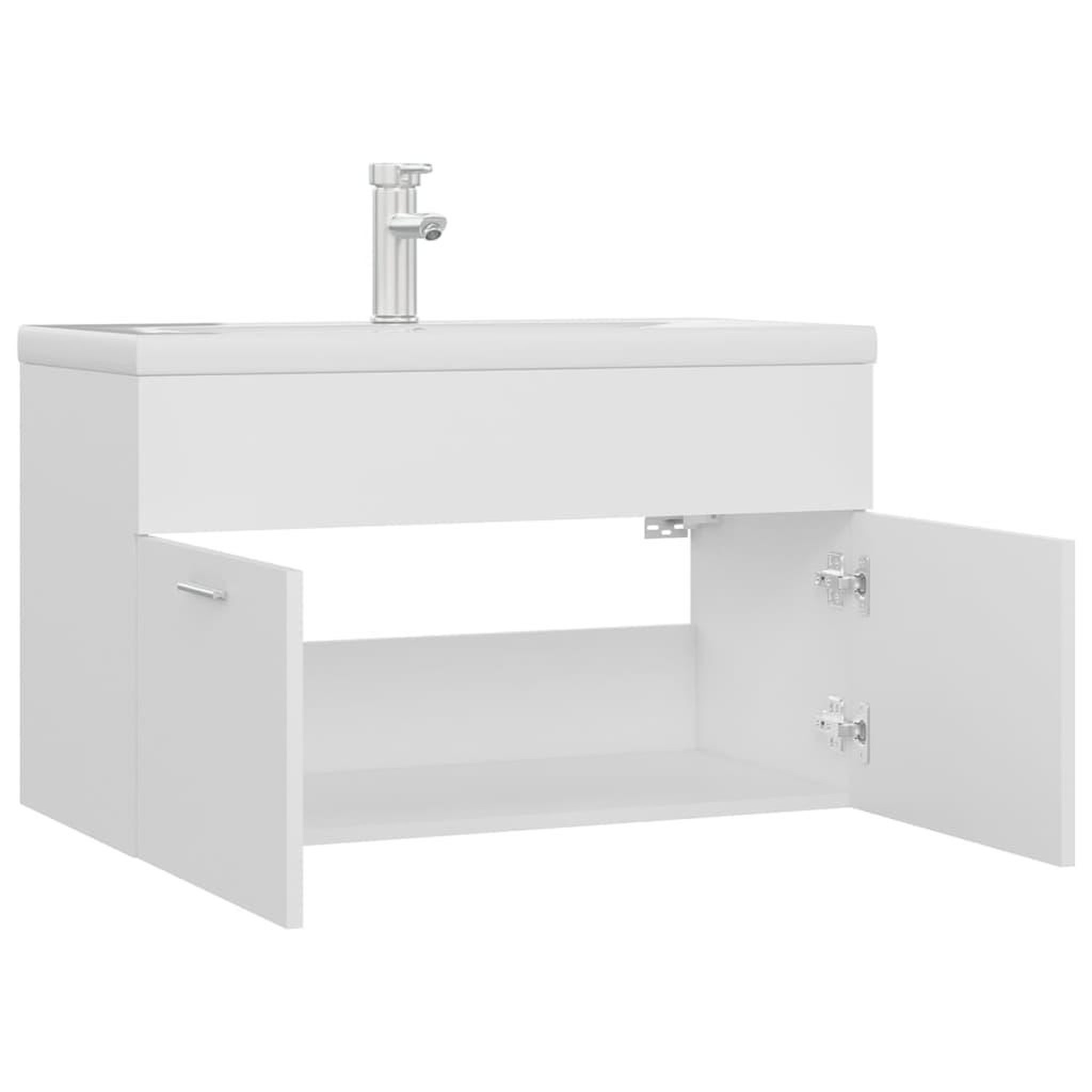 Voir la diapositive 5 : VIDAXL Armoire d'evier avec lavabo integre Blanc Agglomere