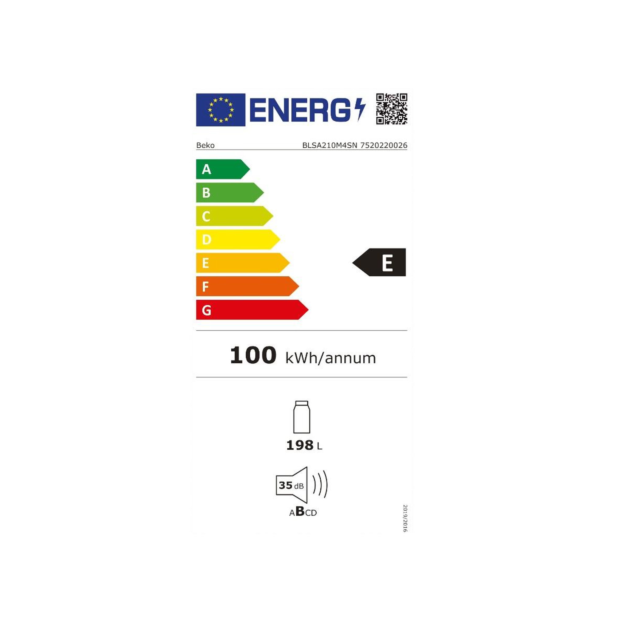 Voir la diapositive 2 : Beko Réfrigérateur 1 porte intégrable à glissières 198l - blsa210m4sn