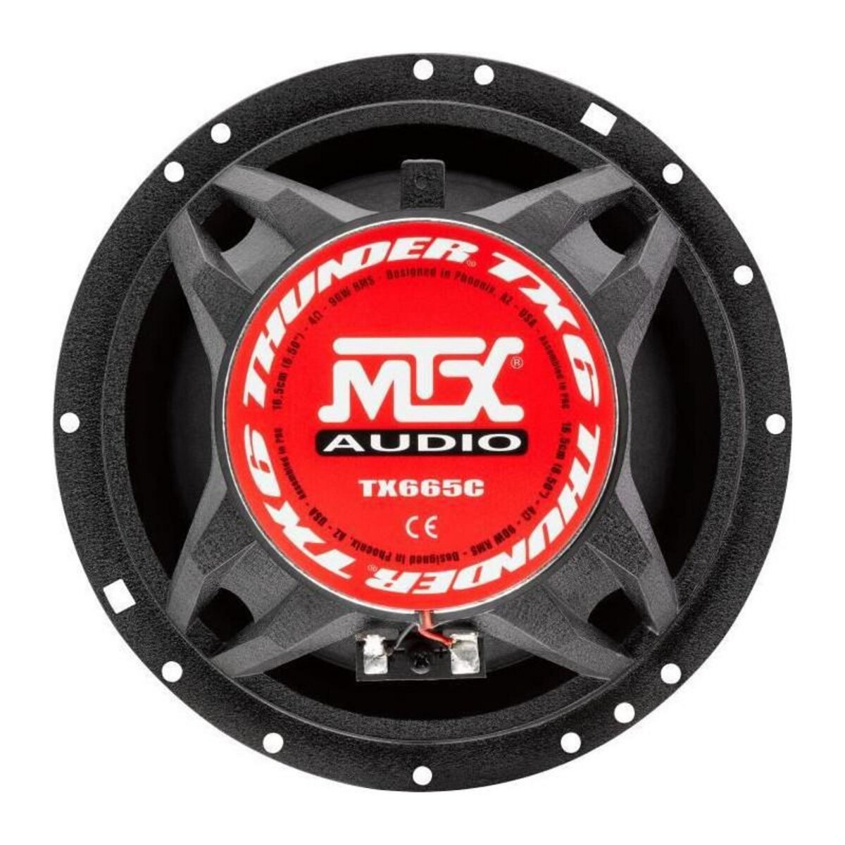 MTX AUDIO MTX TX665C Haut-parleurs voiture Coaxiaux 16,5cm 2 voies 90W RMS 4O Chassis alu Tweeters neodyme dome soie Membrane pulpe celulo