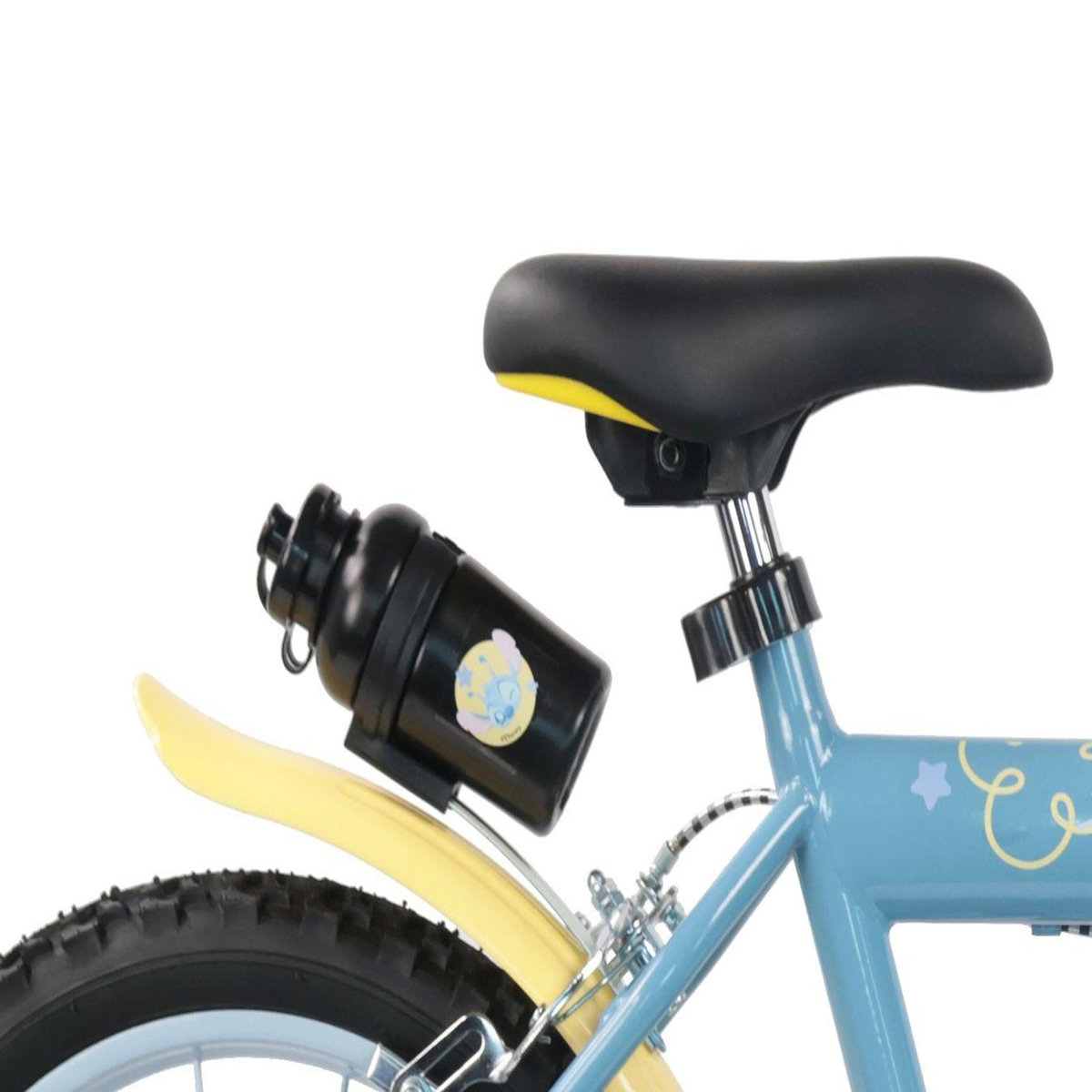 DISNEY Vélo enfant 16'' STITCH de Disney pour enfant de 100 cm à 125 cm avec 2 freins, plaque avant, bidon arrière et pneus gonflables