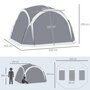 Voir la diapositive 3 : OUTSUNNY Tente de camping dôme familiale 6-8 personnes - 4 portes en filet zippées, tissu Oxford amovible, crochet lampe, sac de transport - dim. 350L x 350l x 230H cm - blanc gris