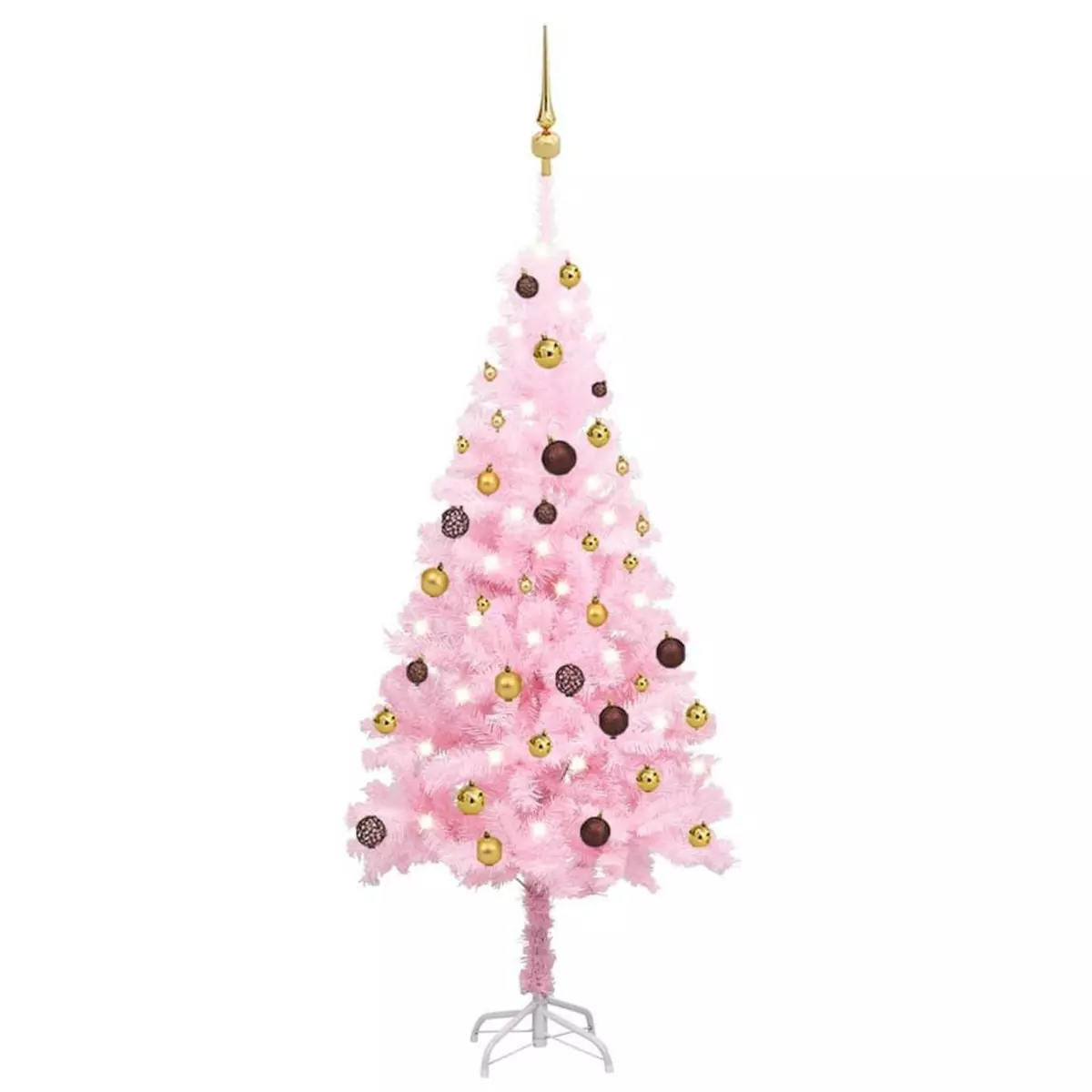 VIDAXL Arbre de Noël artificiel pre-eclaire et boules rose 150 cm PVC