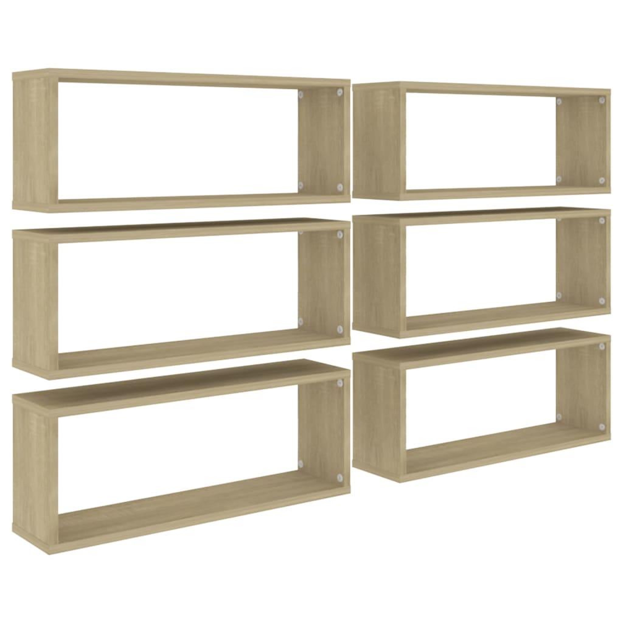 Voir la diapositive 2 : VIDAXL Etageres murales cube 6 pcs Chene sonoma Bois d'ingenierie