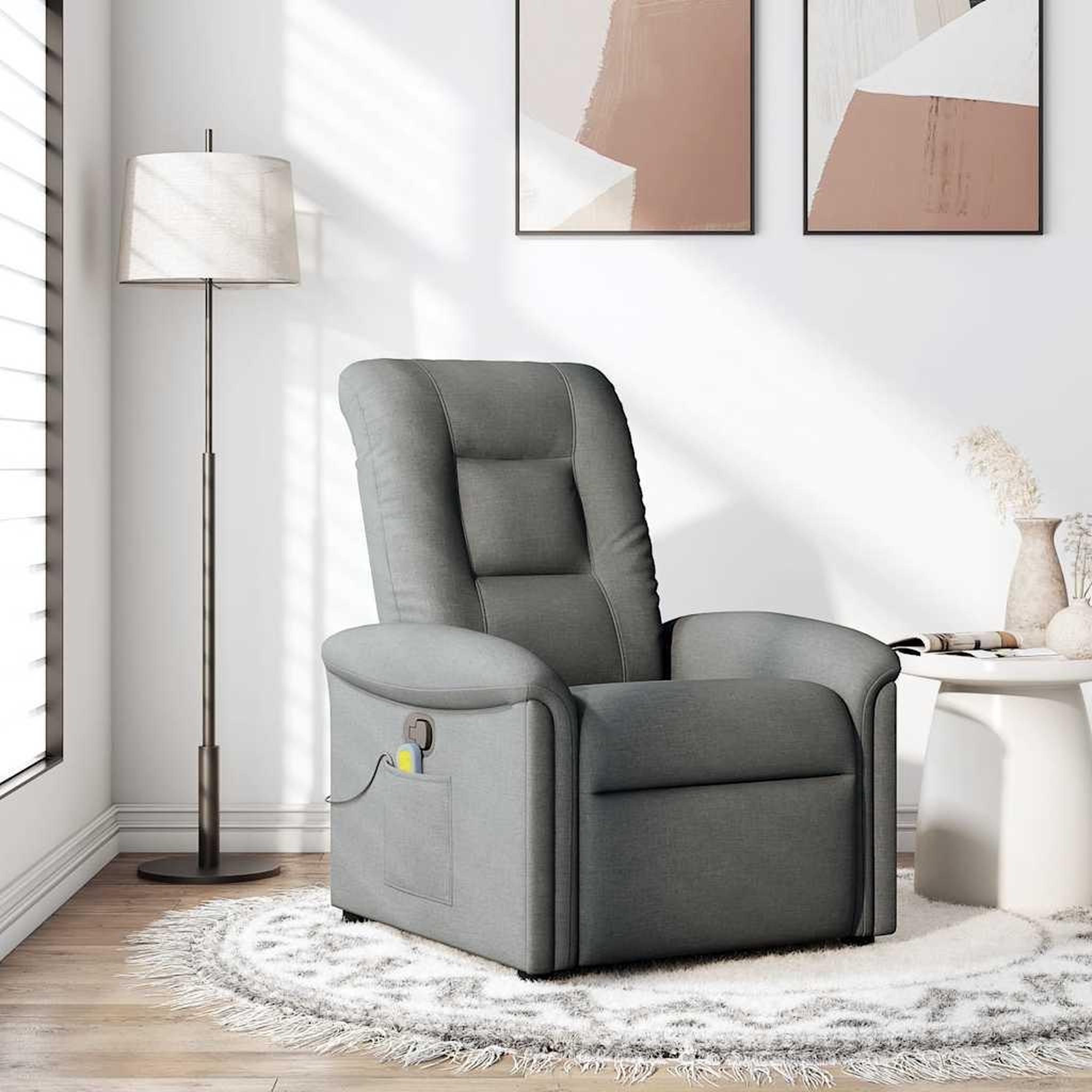 VIDAXL Fauteuil de massage inclinable Gris fonce Tissu
