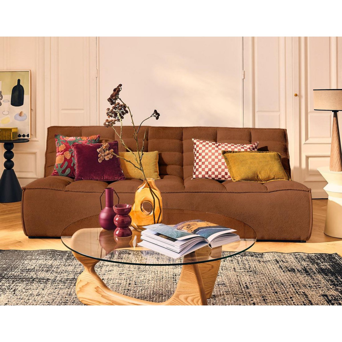 LISA DESIGN Ellie - canapé 3 places en velours texturé