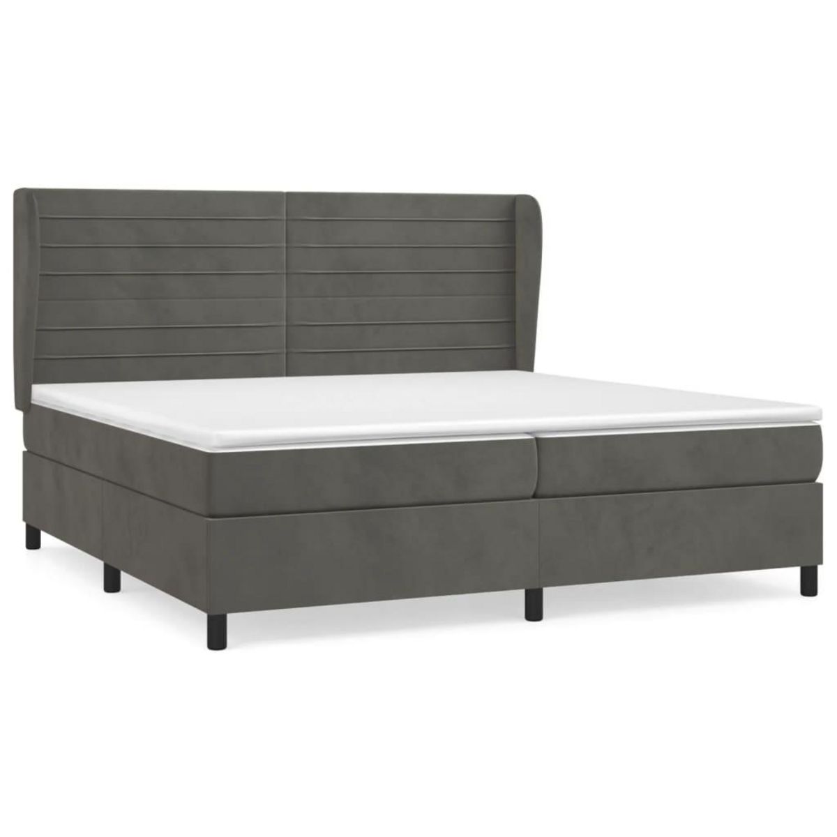 VIDAXL Sommier a lattes de lit et matelas Gris fonce 200x200cm Velours
