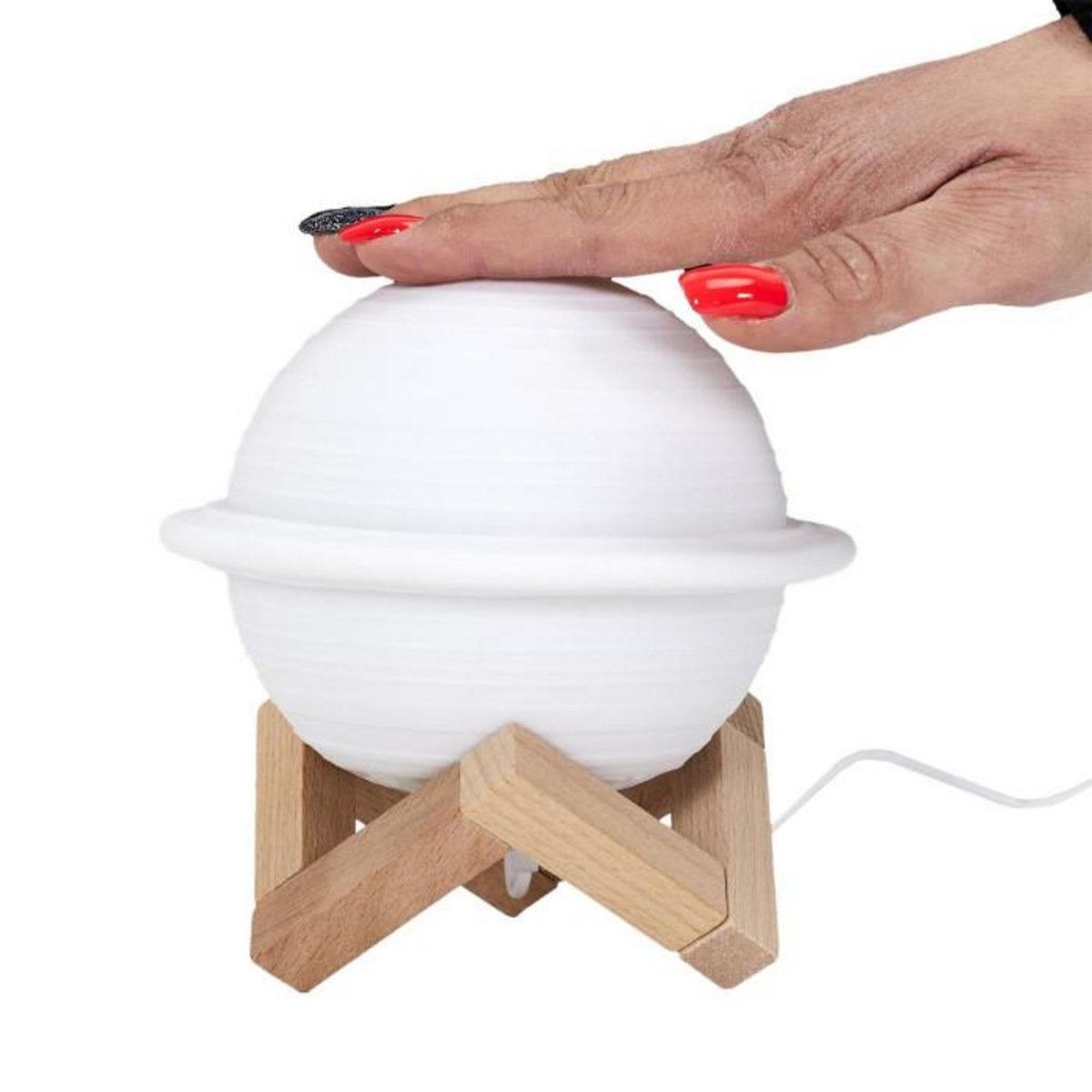 Paris Prix Lampe à Poser Tactile  Saturne  14cm Blanc