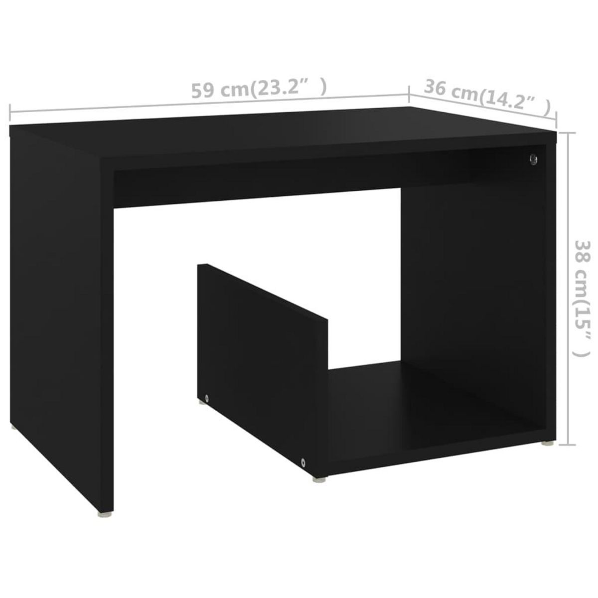VIDAXL Table d'appoint noir 59x36x38 cm bois d'ingenierie