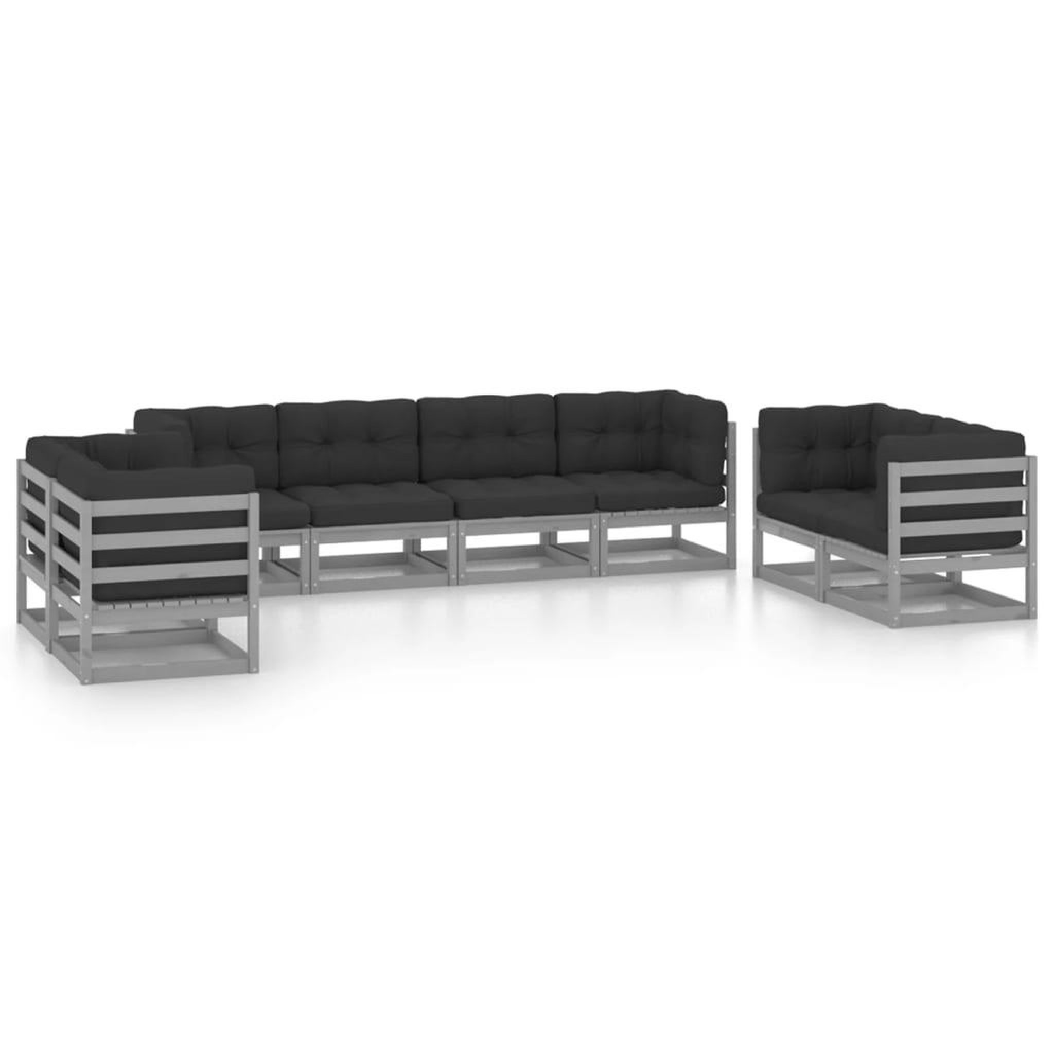 Voir la diapositive 2 : VIDAXL Salon de jardin 8 pcs avec coussins Bois de pin massif