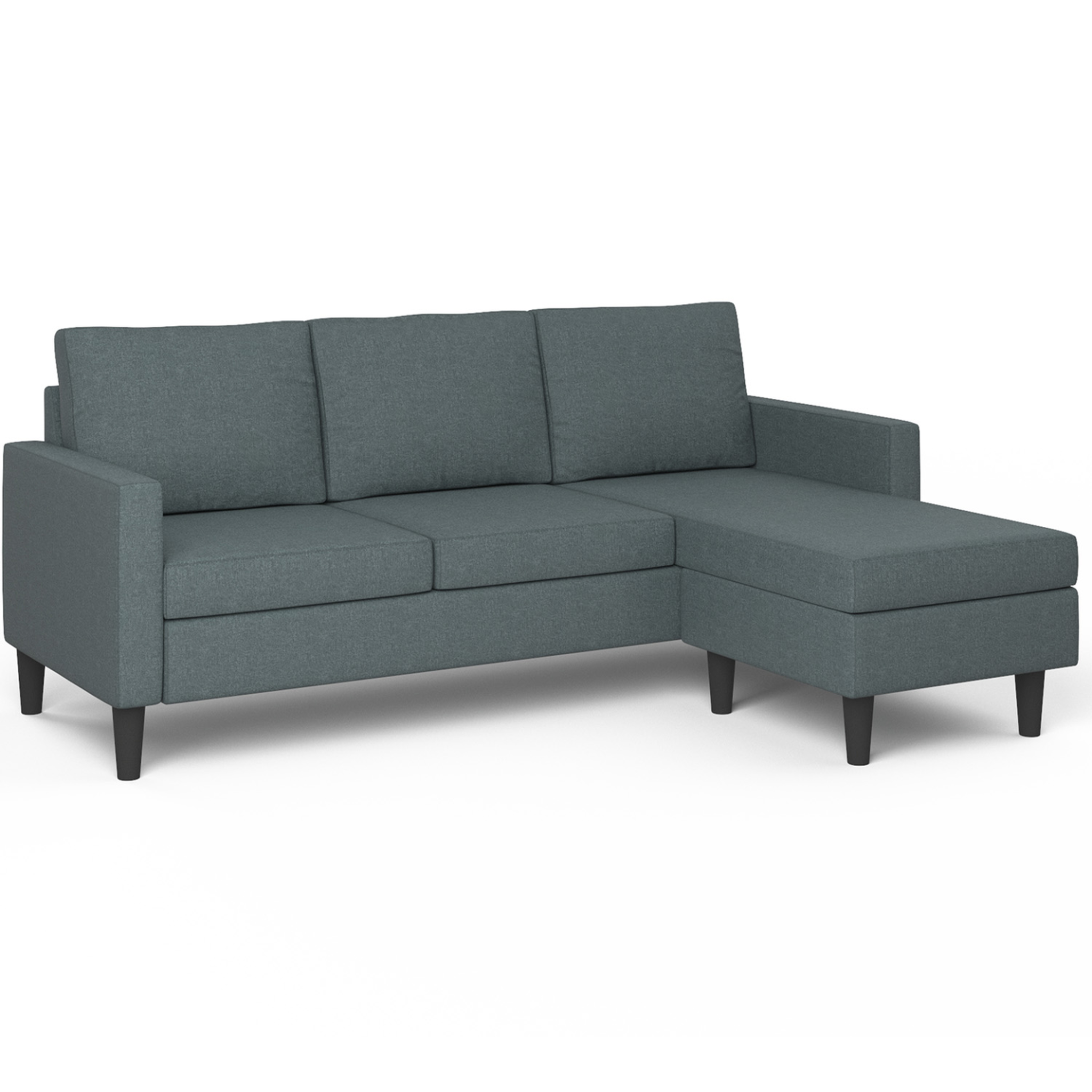 ID MARKET Canapé d'angle réversible 3 places marius 200 cm en tissu gris anthracite