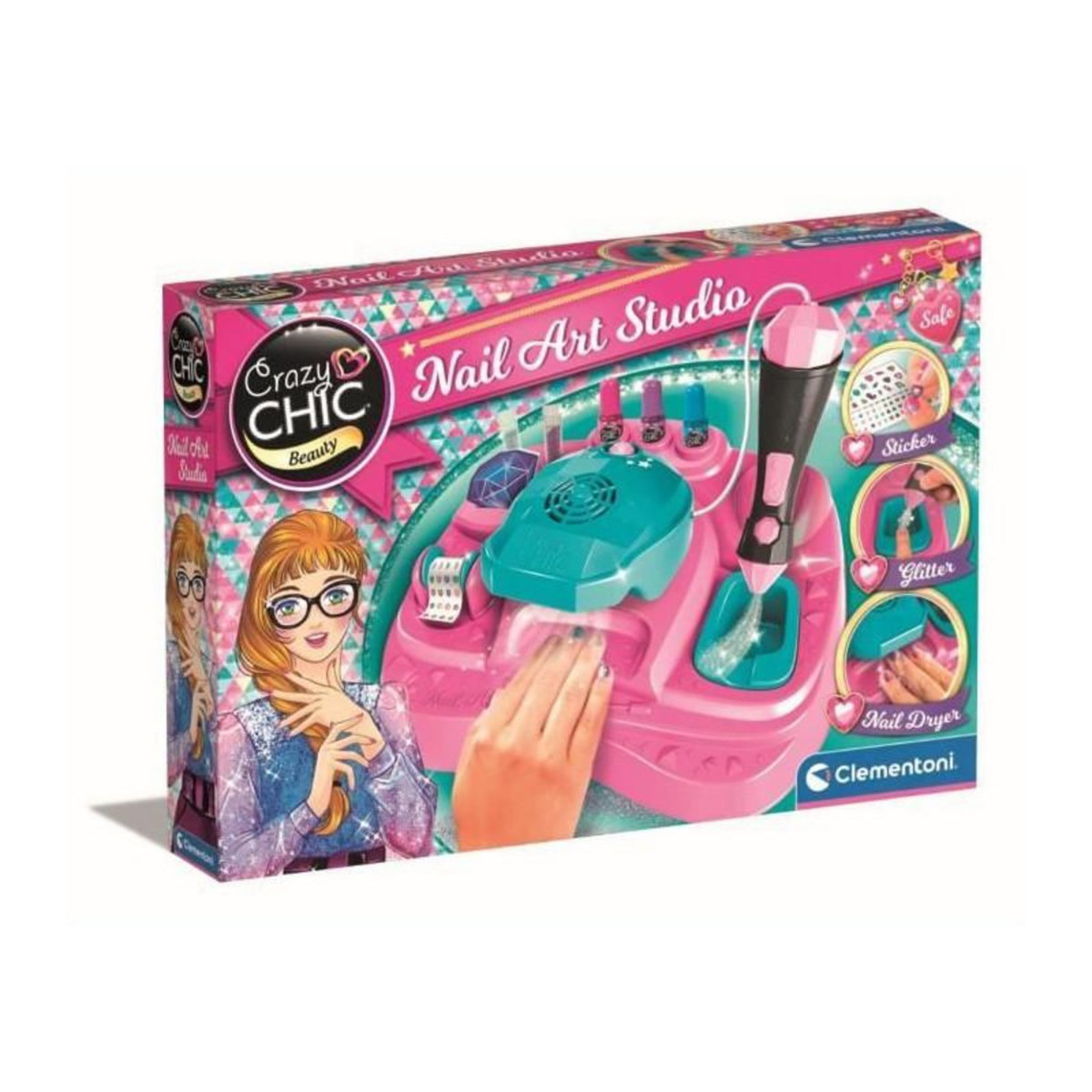 CLEMENTONI Clementoni - Nail art studio - Machine a paillettes + secheuse vernis - Vernis inclus