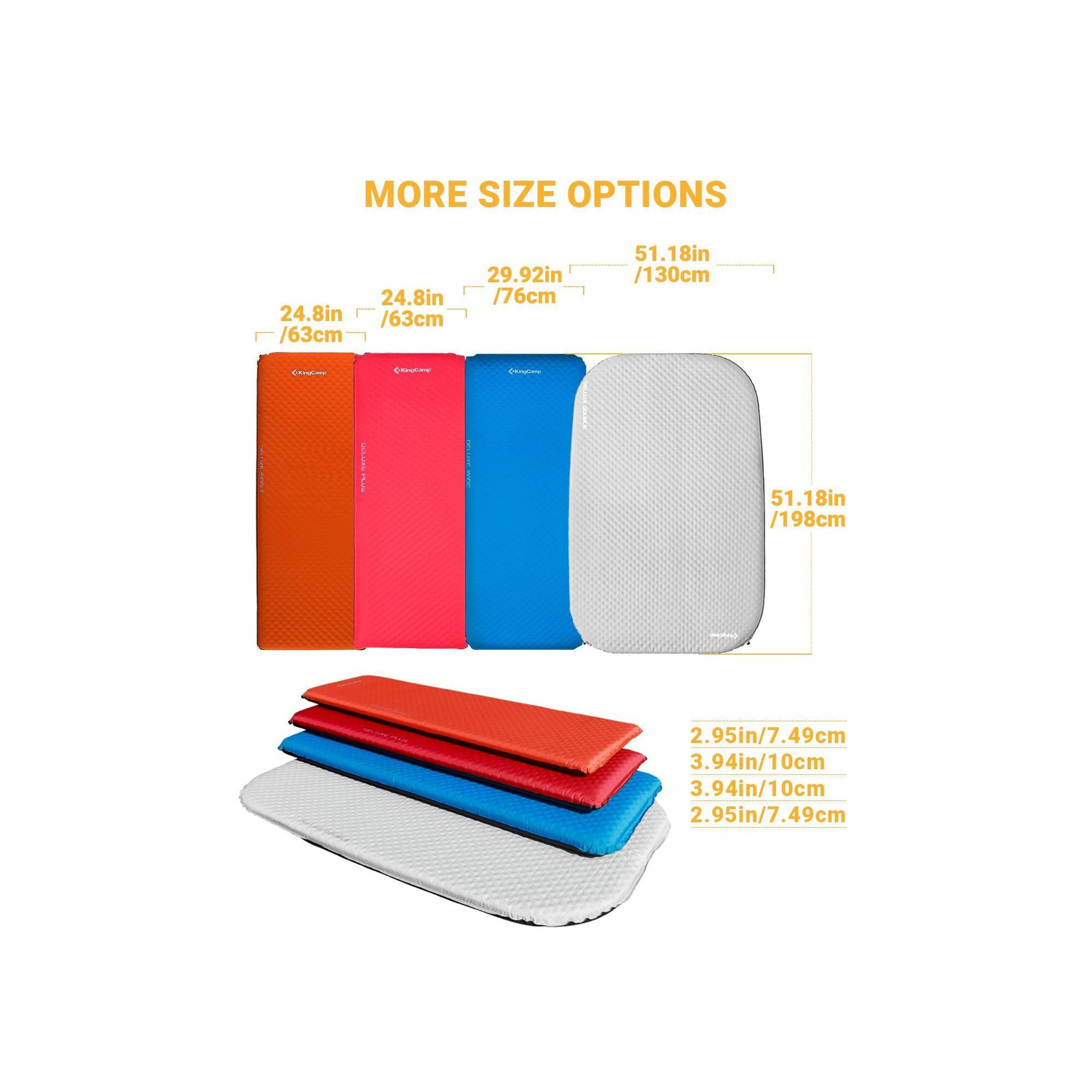 Voir la diapositive 3 : KINGCAMP Matelas gonflable double - kingcamp - gris - sac de transport inclus - 198 x 7,5 x 130 cm