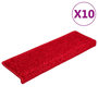 Voir la diapositive 2 : VIDAXL Tapis d'escalier 10 pcs 65x21x4 cm Rouge