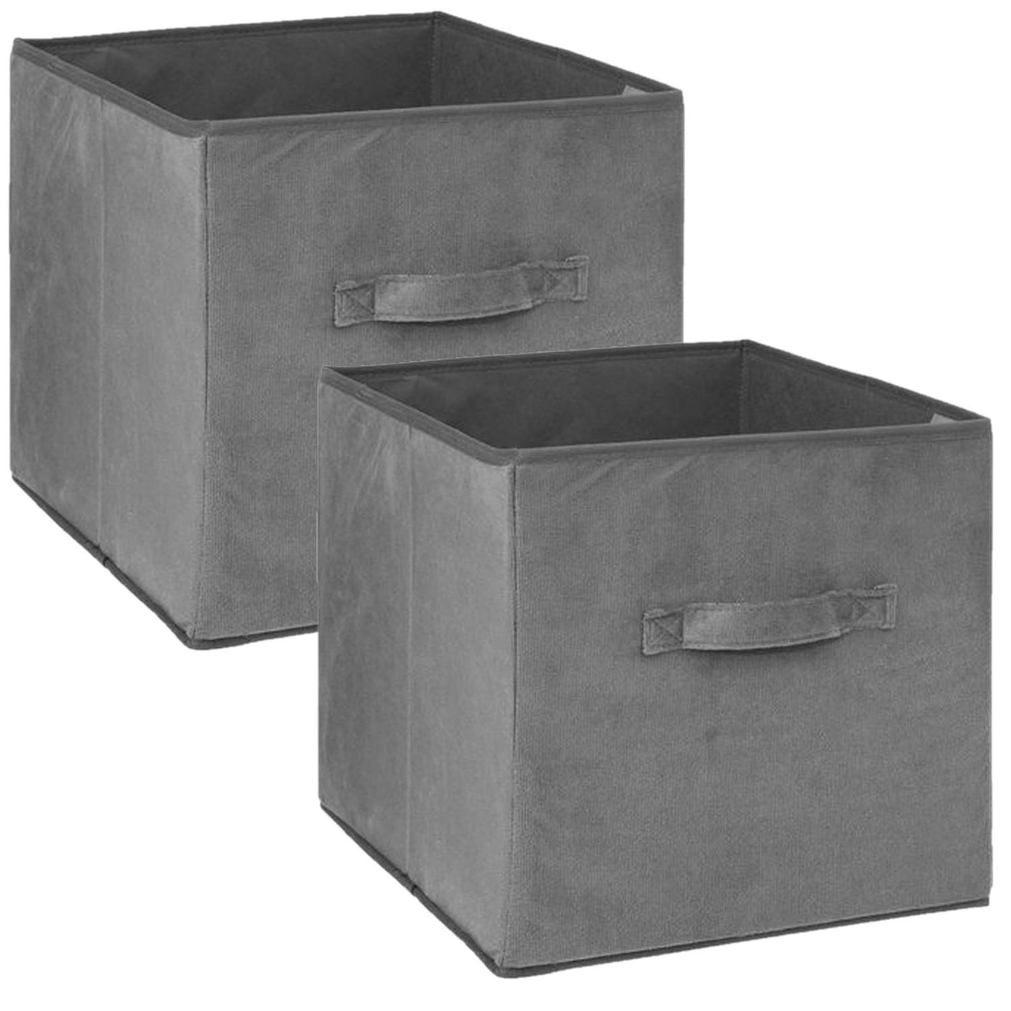 TOILINUX Lot de 2 boites de rangement cube en velours mix'n modul - l.31 x l.31 x h.31 cm - gris anthracite