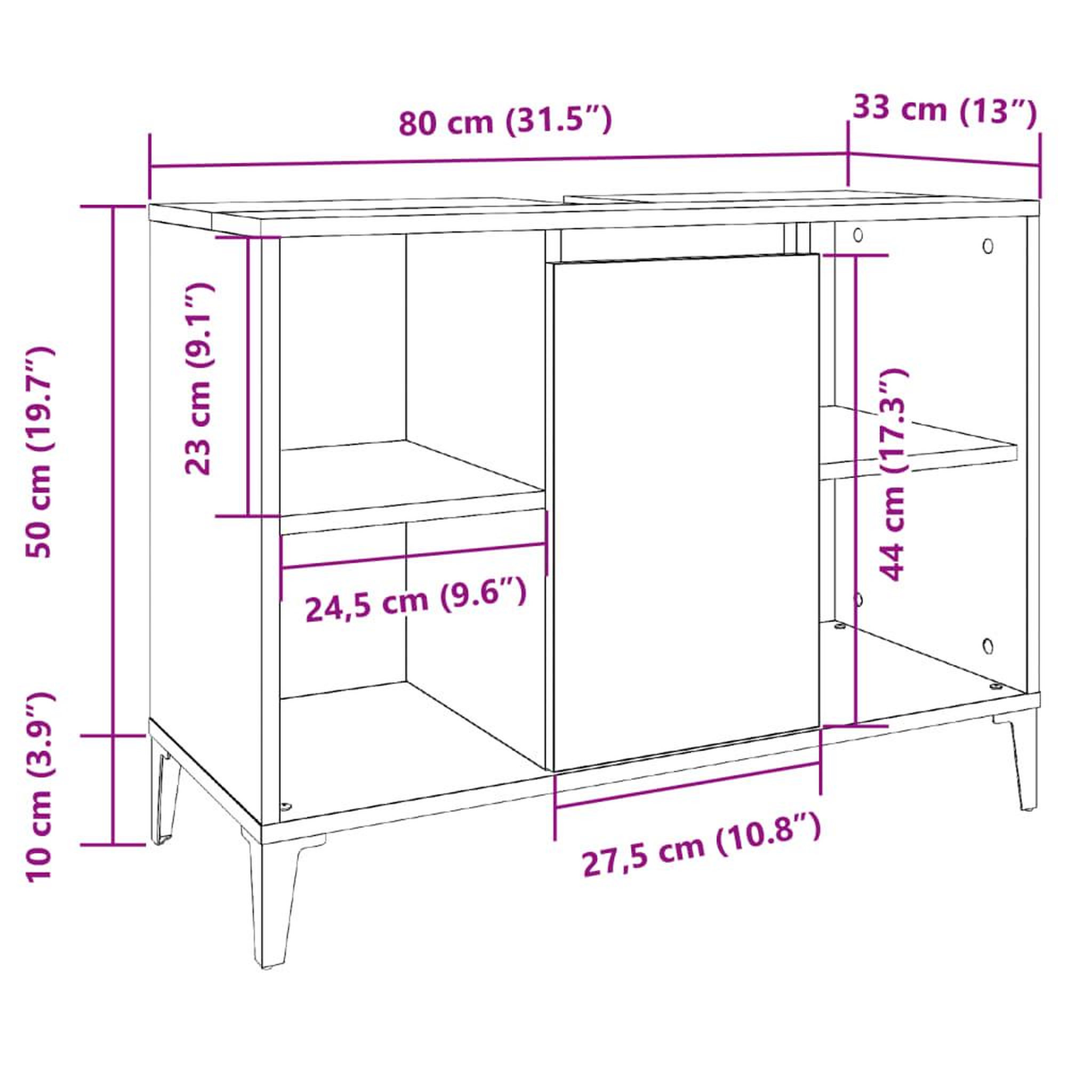 Voir la diapositive 6 : VIDAXL Armoire d'evier chene artisanal 80x33x60 cm bois d'ingenierie