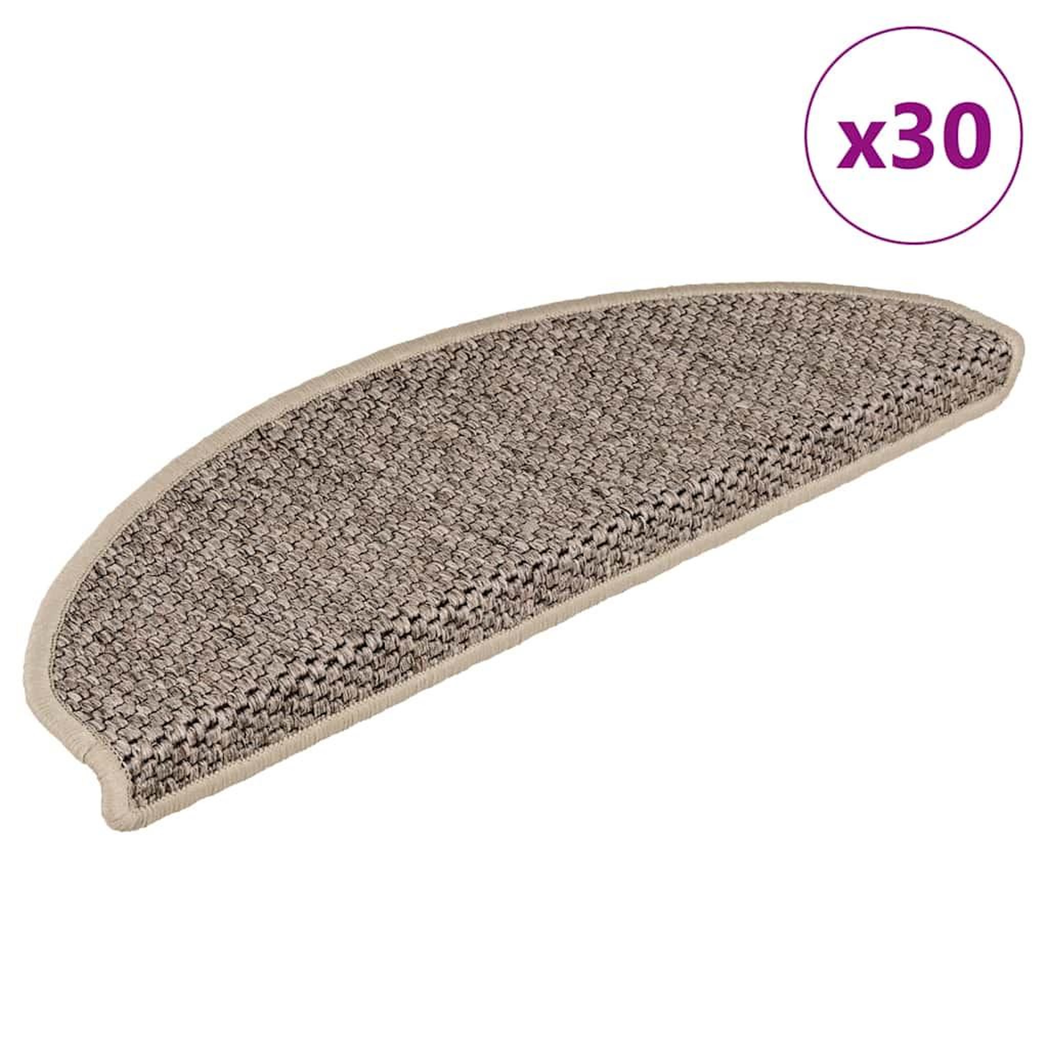 VIDAXL Tapis d'escalier autocollants 30 pcs 65x21x4 cm beige fonce