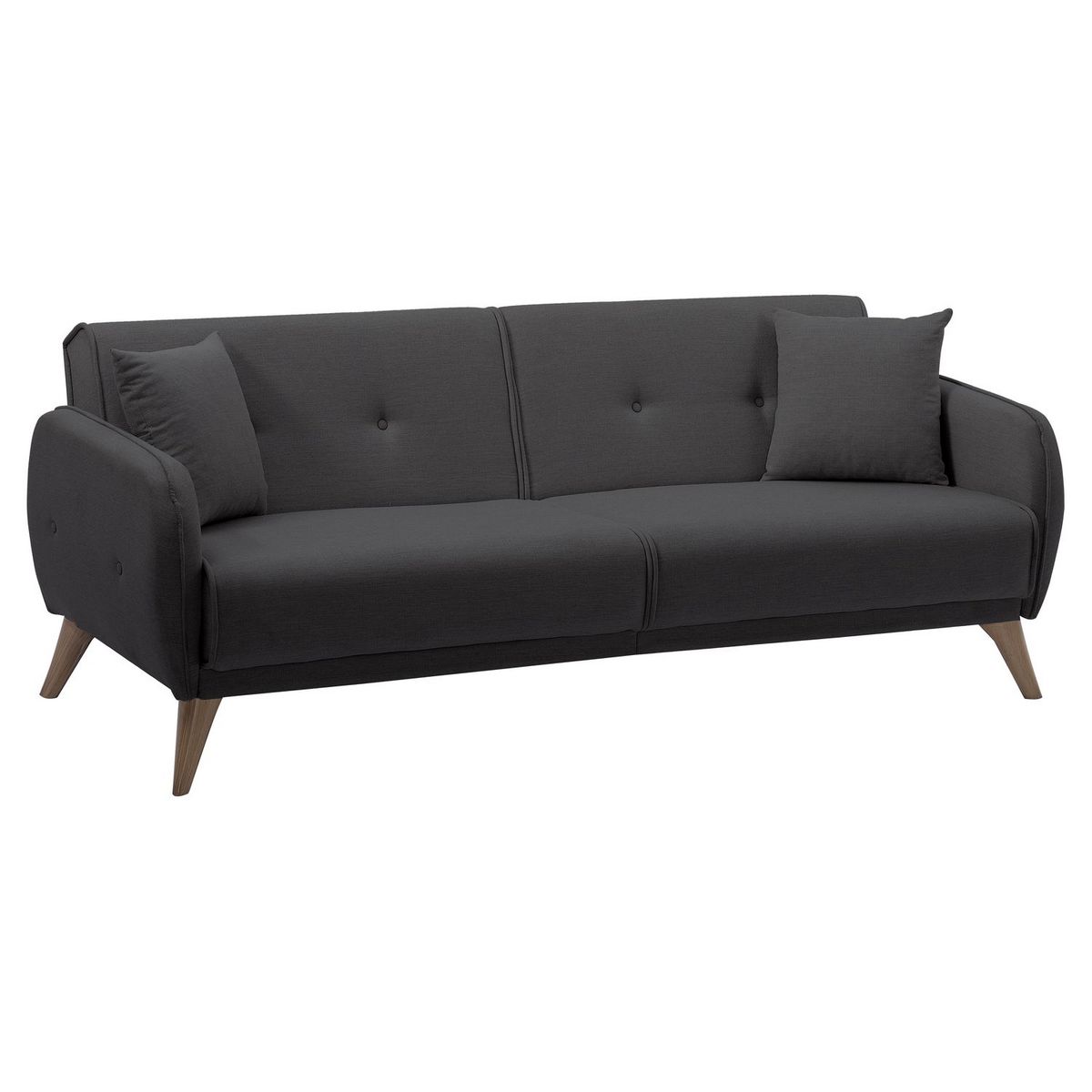 Canapé droit convertible 3 places tissu pieds bois clair BONJO