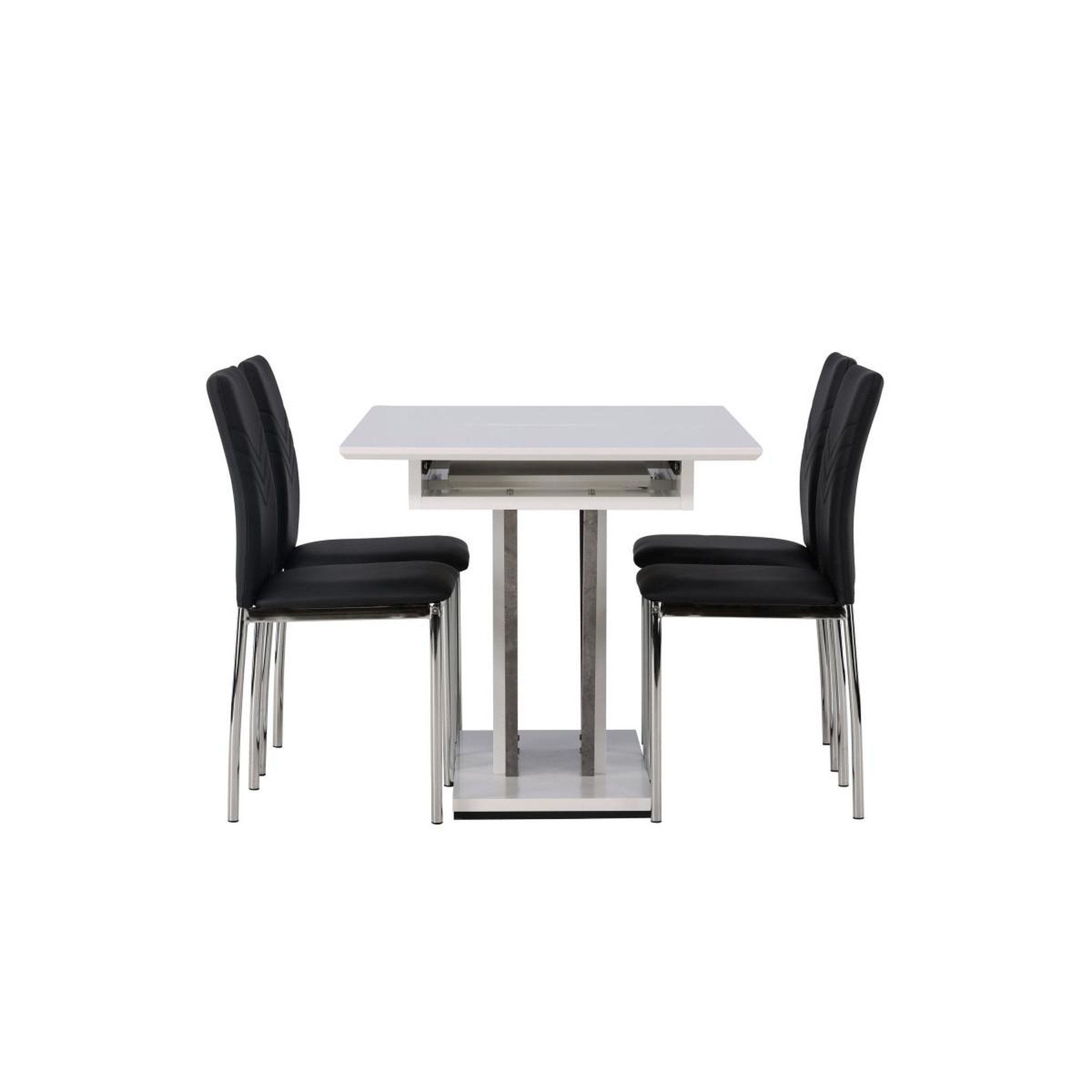Voir la diapositive 3 : Paris Prix Ensemble table à manger extensible & 4 chaises  disa & lily  120-160cm blanc & noir