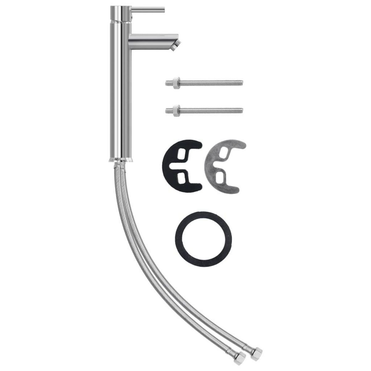 VIDAXL Lavabo de bain avec robinet et drain a poussoir Verre trempe