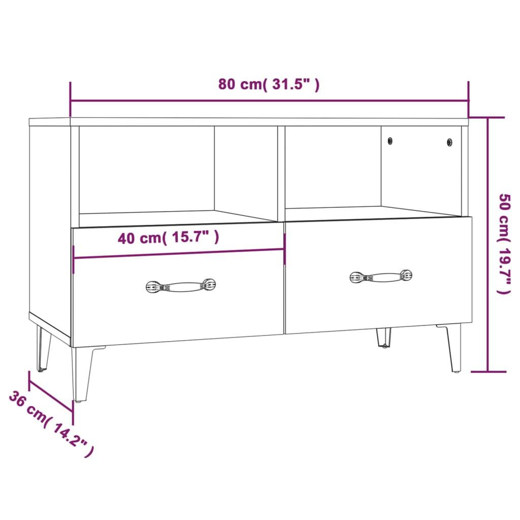 Voir la diapositive 6 : VIDAXL Meuble TV Sonoma gris 80x36x50 cm Bois d'ingenierie