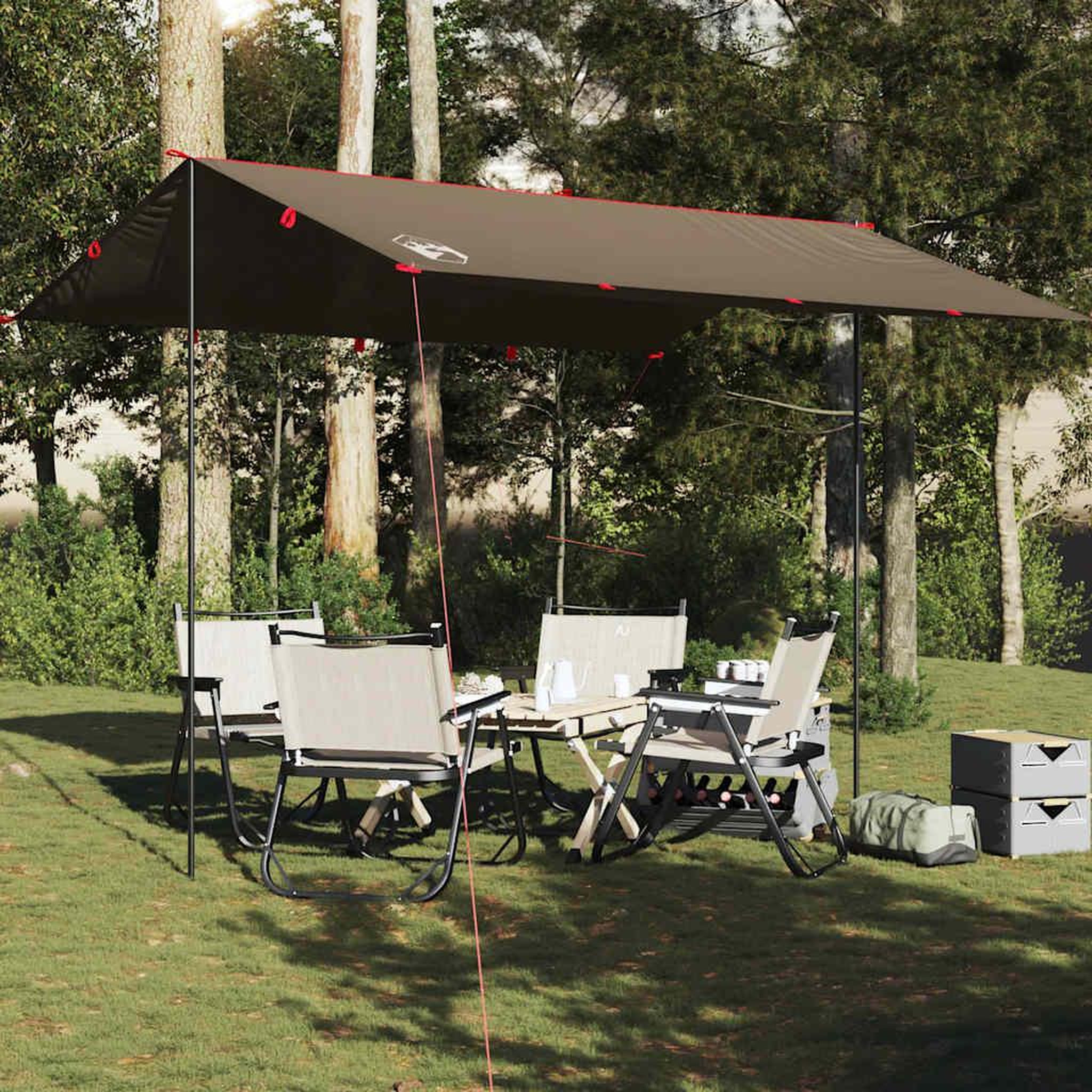 VIDAXL Bache de camping marron 366x306 cm impermeable