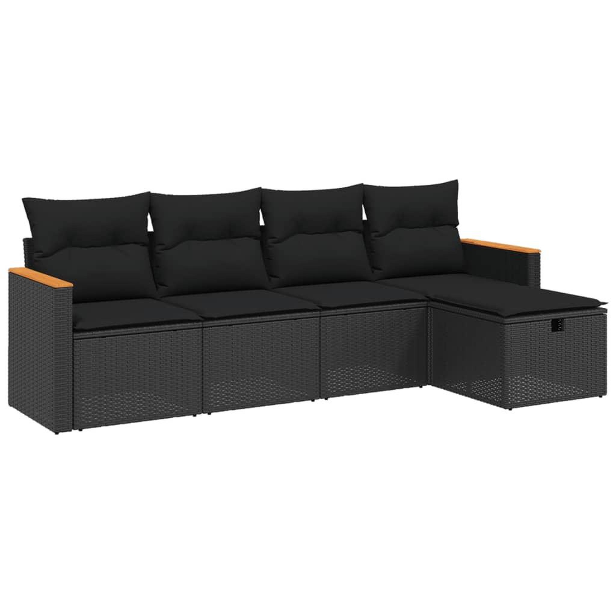 Voir la diapositive 2 : VIDAXL Salon de jardin 5 pcs avec coussins noir resine tressee