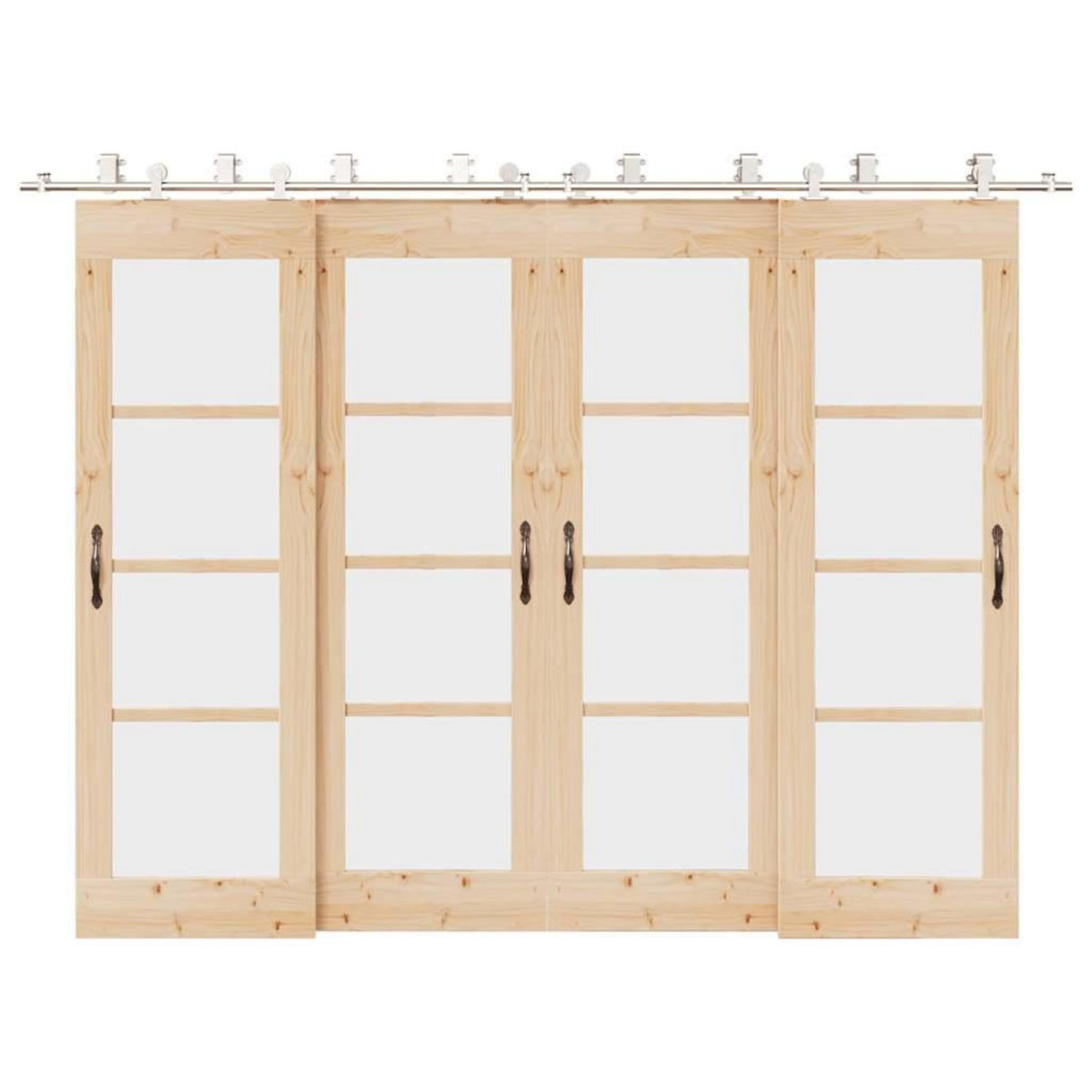 VIDAXL Kit fixation porte coulissante 366 cm Acier inoxydable Argente