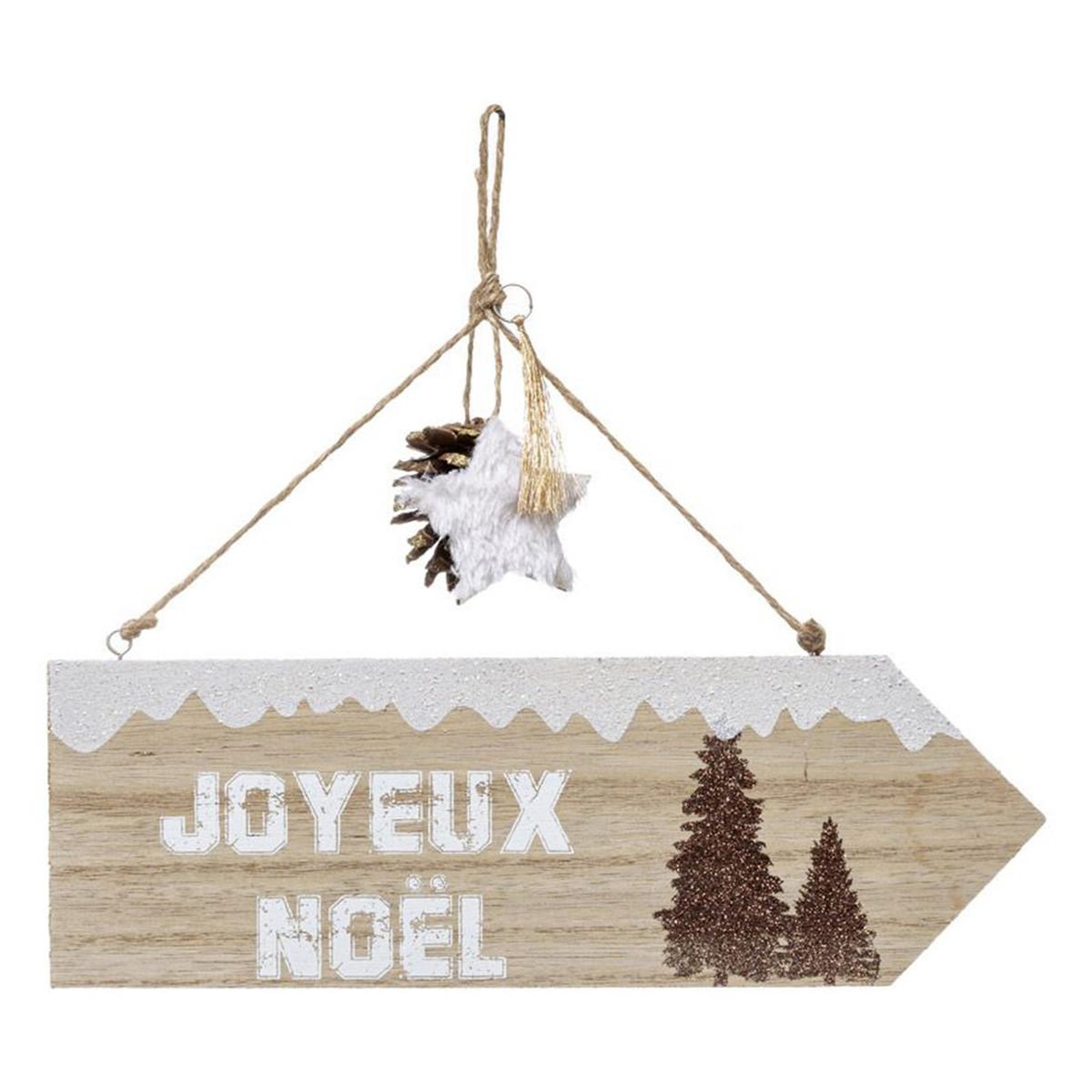 FEERIC LIGHT & CHRISTMAS Pancarte murale joyeux noël  glacé  31cm naturel