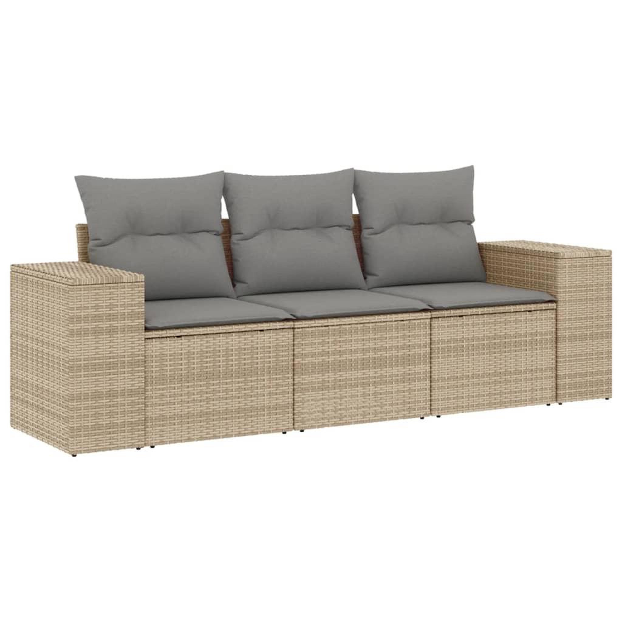 Voir la diapositive 2 : VIDAXL Salon de jardin avec coussins 3 pcs beige resine tressee
