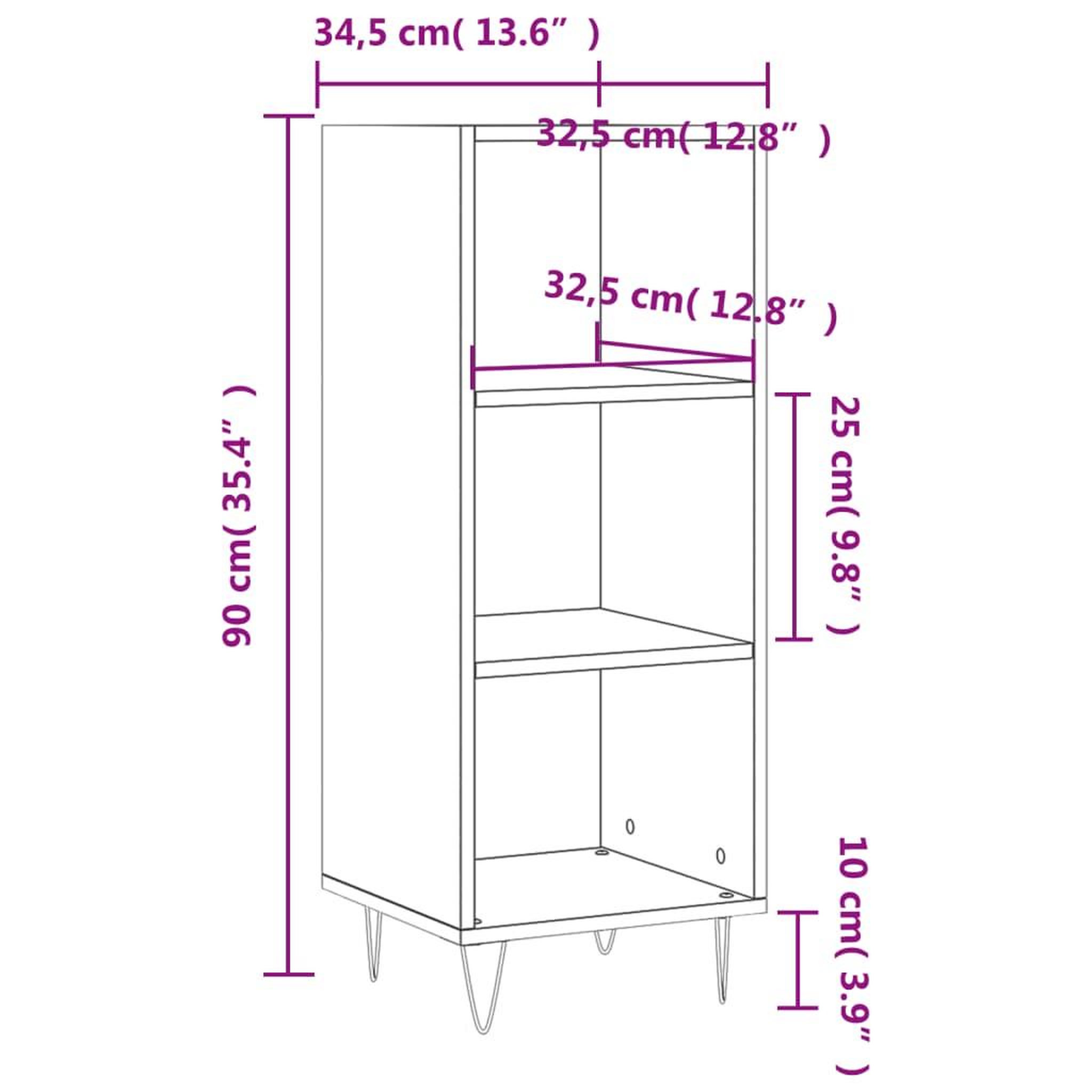 Voir la diapositive 6 : VIDAXL Buffet sonoma gris 34,5x32,5x90 cm bois d'ingenierie