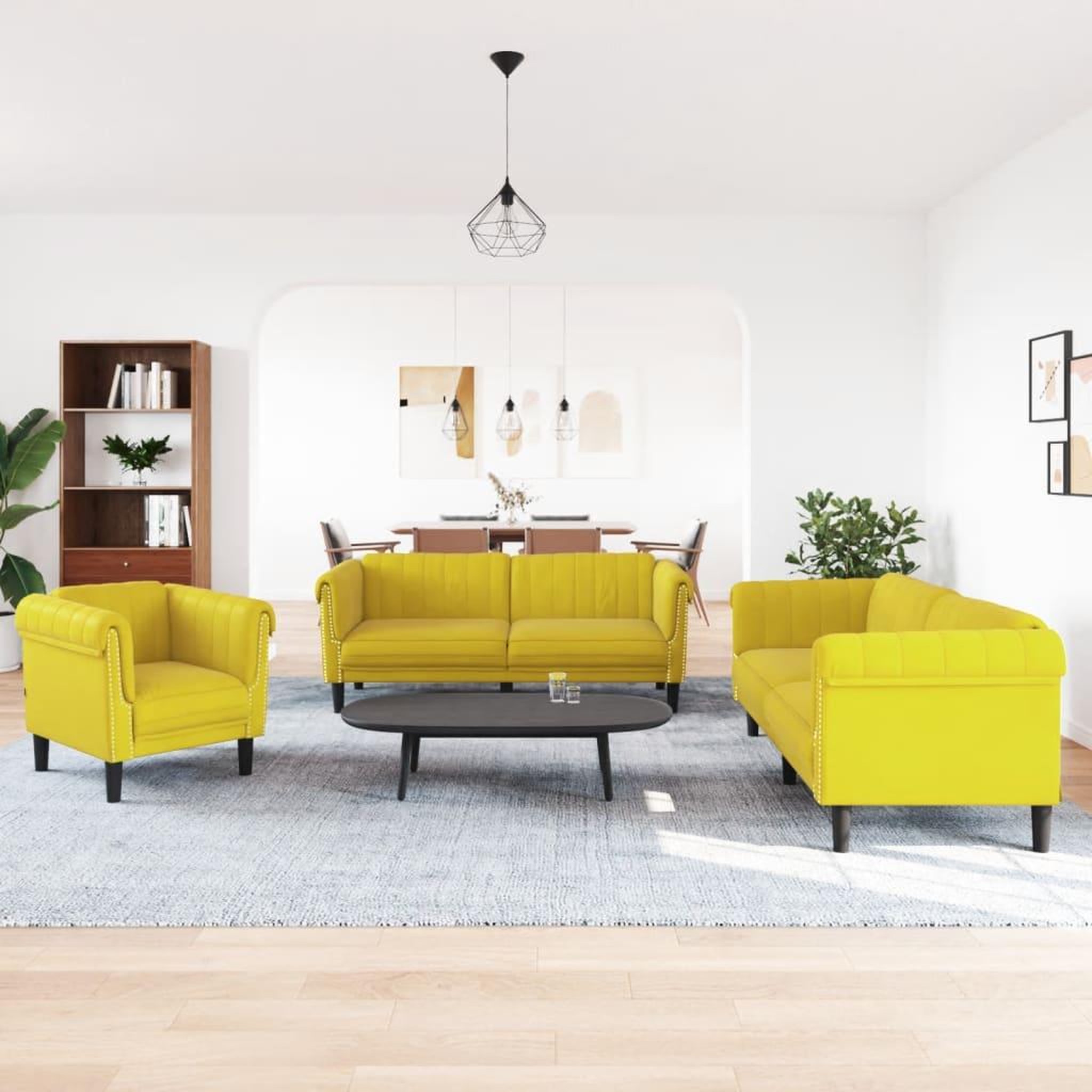 Voir la diapositive 3 : VIDAXL Ensemble de canapes 3 pcs jaune velours