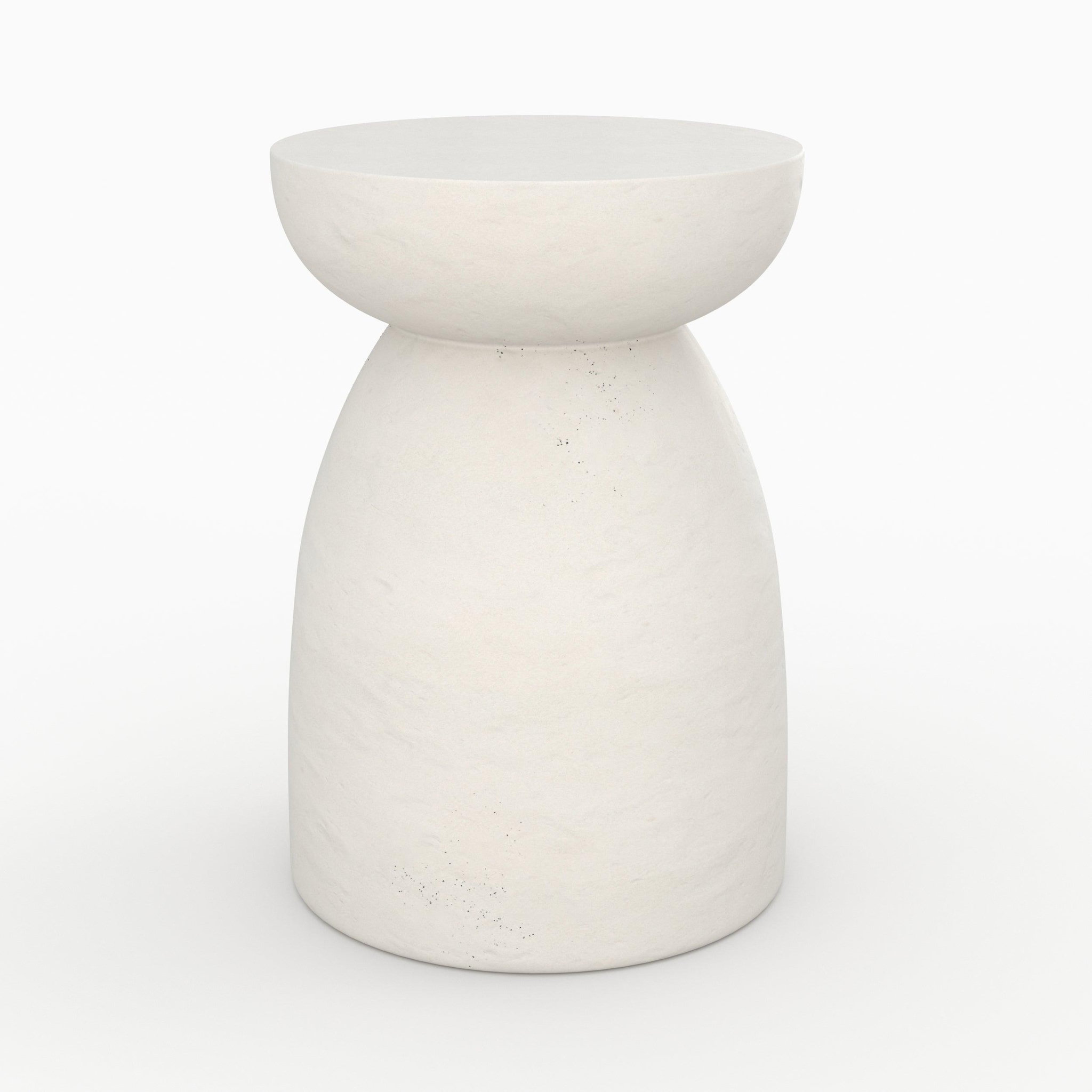 MAISON PAVANE Table d'appoint ronde blanche en fibre d'argile effet béton D35 cm-Capri