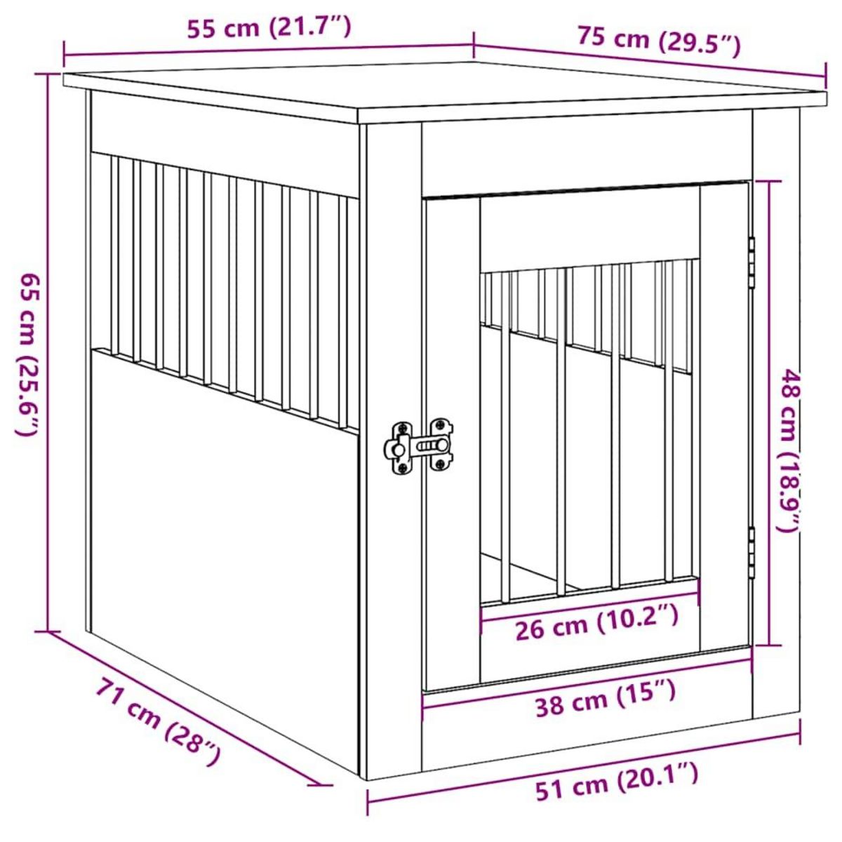 VIDAXL Meuble de cage chiens vieux bois 55x75x65 cm bois d'ingenierie