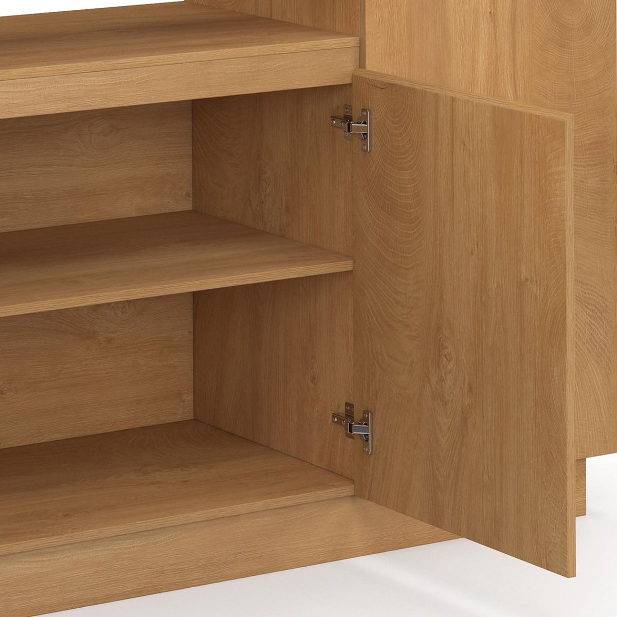 ID MARKET Buffet 160 cm SERENA 4 portes avec niche centrale effet bois