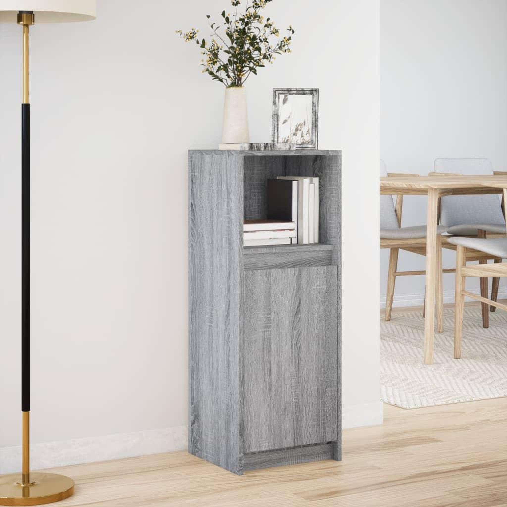 Voir la diapositive 4 : VIDAXL Buffet avec LED sonoma gris 38x34x100 cm bois d'ingenierie
