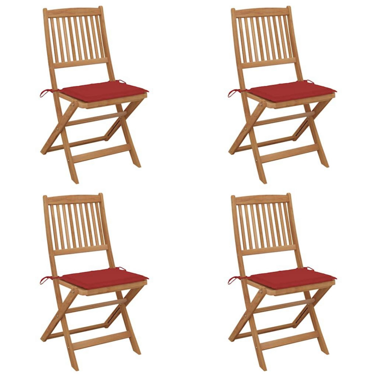 VIDAXL Chaises pliables de jardin lot de 4 avec coussins Bois d'acacia